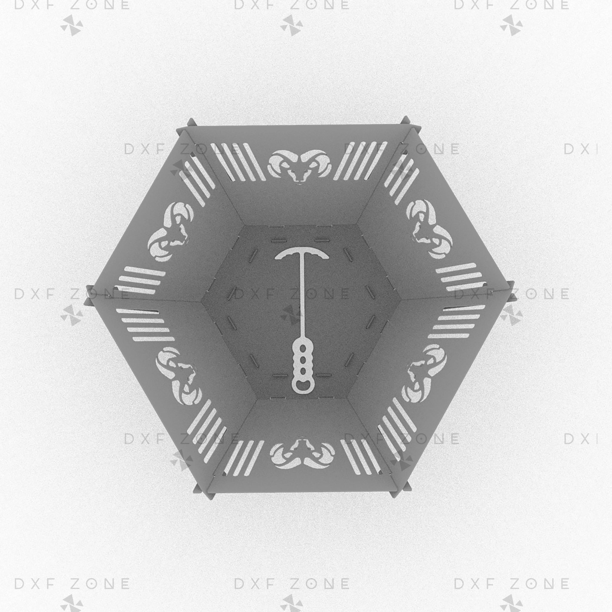 17 Inches Hexagon Fire Pit DXF - Foldable BBQ for Plasma Cutting - DxfZone