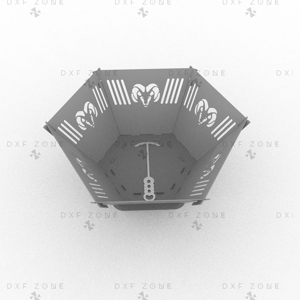 17 Inches Hexagon Fire Pit DXF - Foldable BBQ for Plasma Cutting - DxfZone