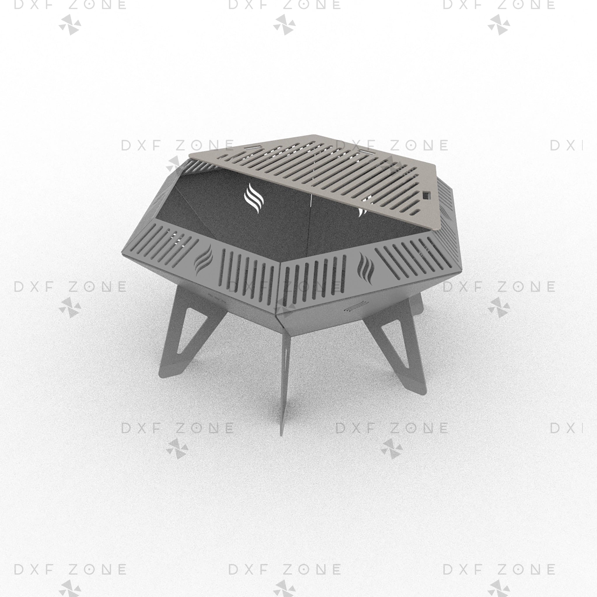 25 Inch Weld Hexagon Fire Pit DXF - Portable Foldable BBQ for Plasma - DxfZone