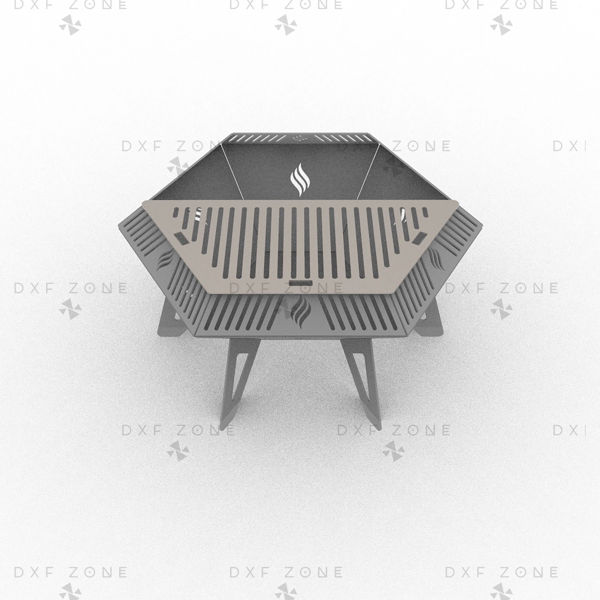 25 Inch Weld Hexagon Fire Pit DXF - Portable Foldable BBQ for Plasma - DxfZone