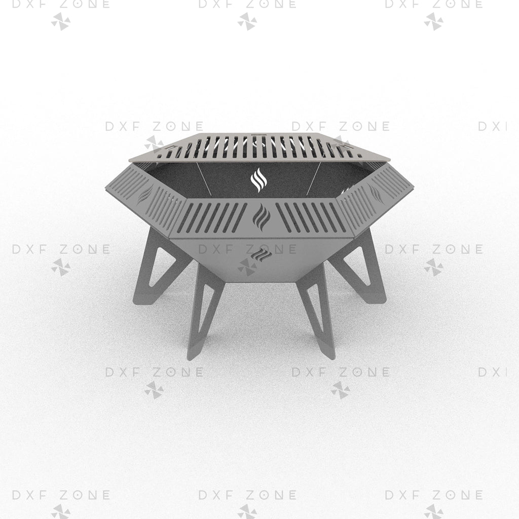 25 Inch Weld Hexagon Fire Pit DXF - Portable Foldable BBQ for Plasma - DxfZone