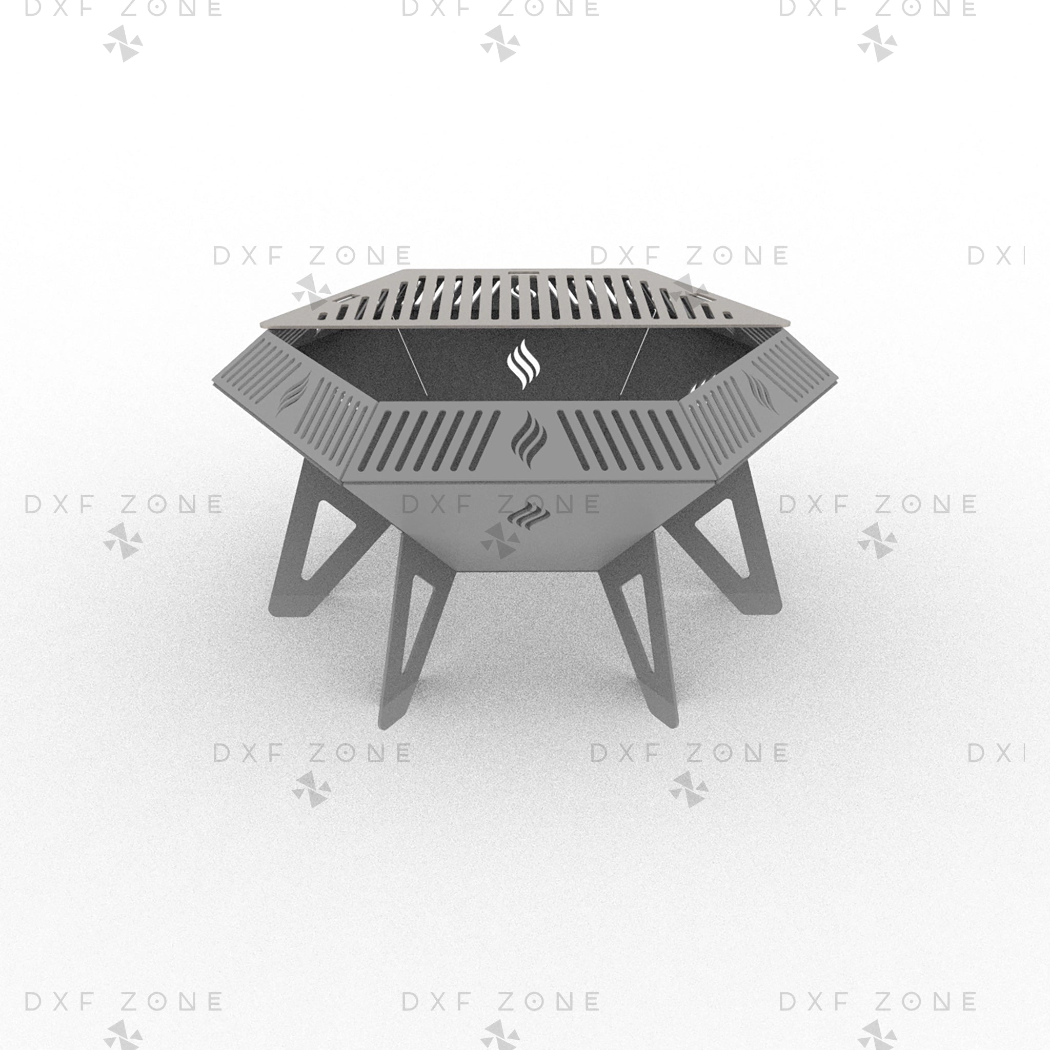 25 Inch Weld Hexagon Fire Pit DXF - Portable Foldable BBQ for Plasma - DxfZone