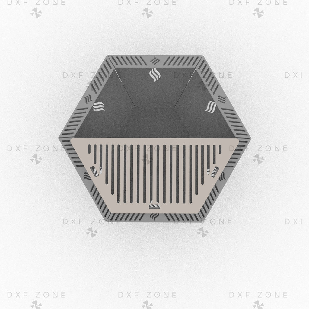 25 Inch Weld Hexagon Fire Pit DXF - Portable Foldable BBQ for Plasma - DxfZone