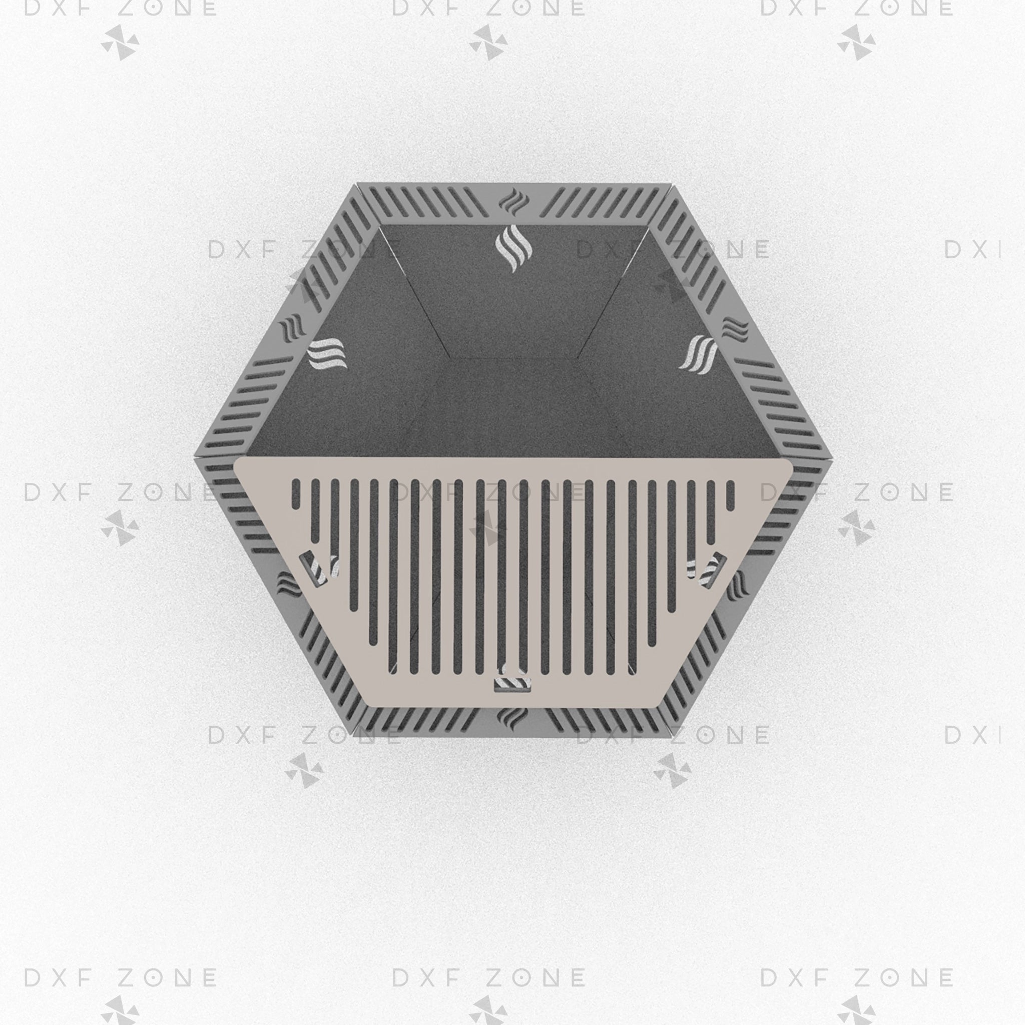 25 Inch Weld Hexagon Fire Pit DXF - Portable Foldable BBQ for Plasma - DxfZone