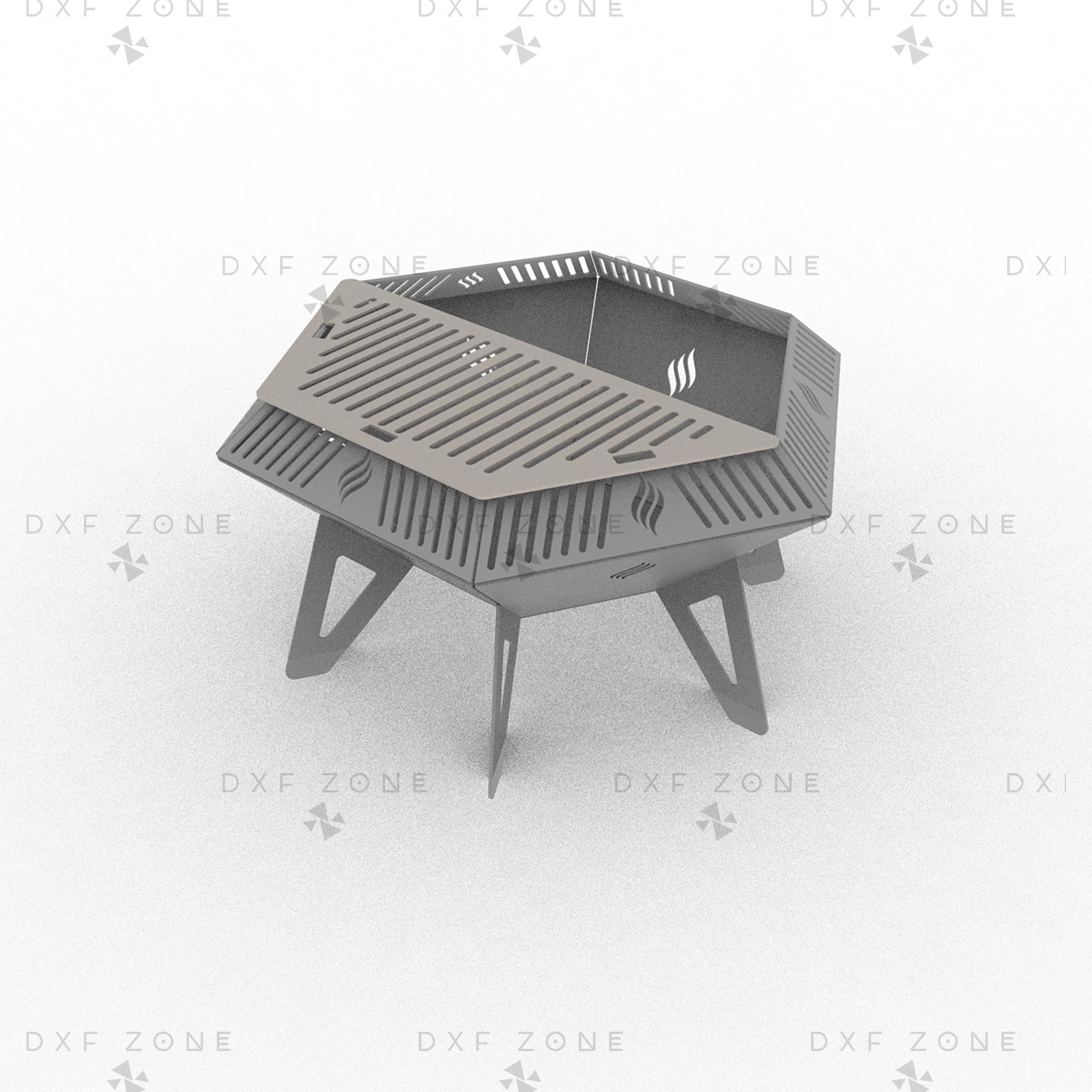 25 Inch Weld Hexagon Fire Pit DXF - Portable Foldable BBQ for Plasma - DxfZone