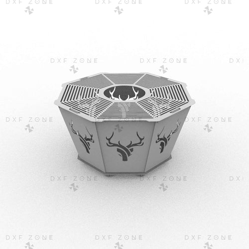 3 Feet Octagon Fire Pit DXF File - Portable BBQ Grill Design for Plasma Laser CNC Cutting | Foldable Camping Fire Pit Plans