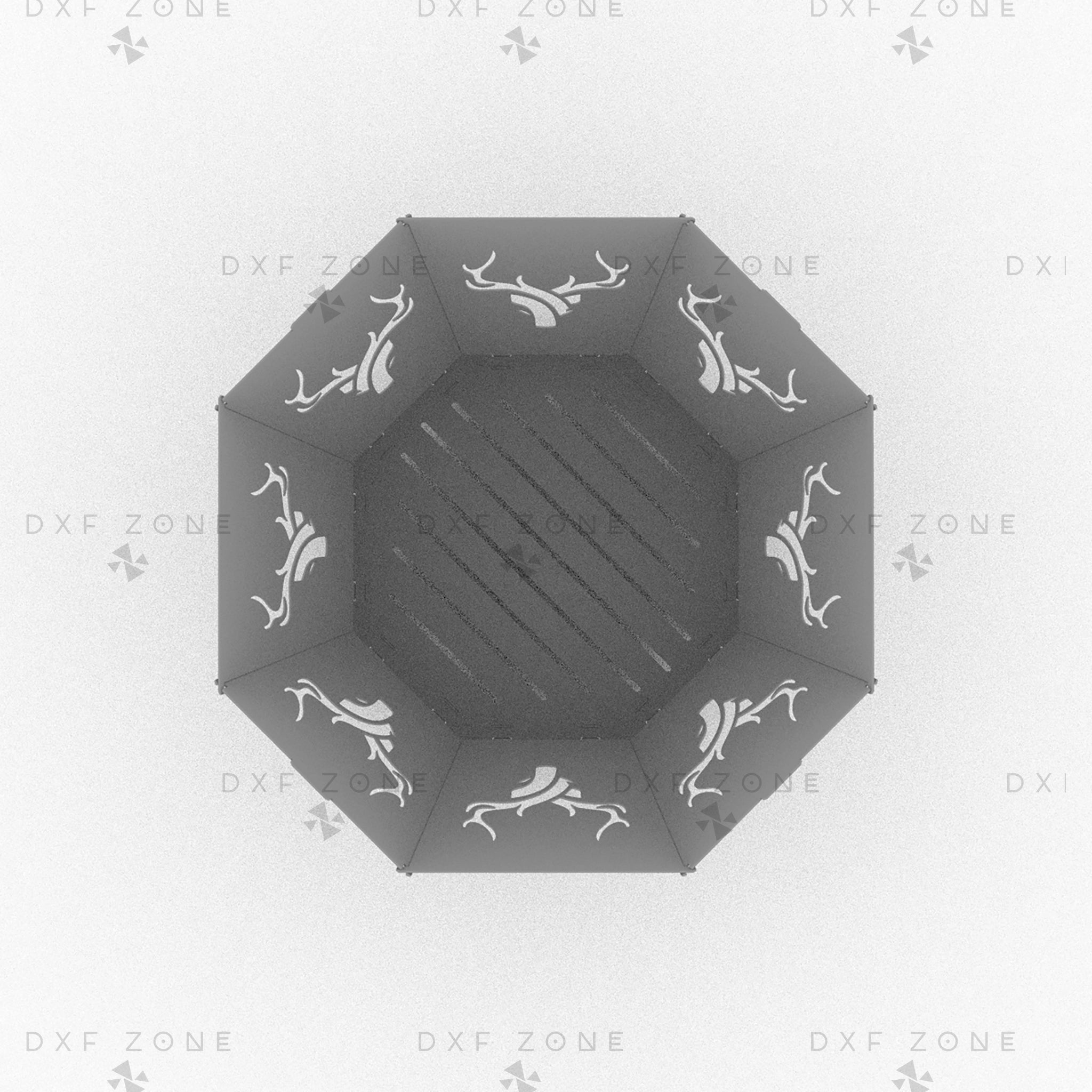 3 Feet Octagon Fire Pit DXF File - Portable BBQ Grill Design for Plasma Laser CNC Cutting | Foldable Camping Fire Pit Plans - DxfZone