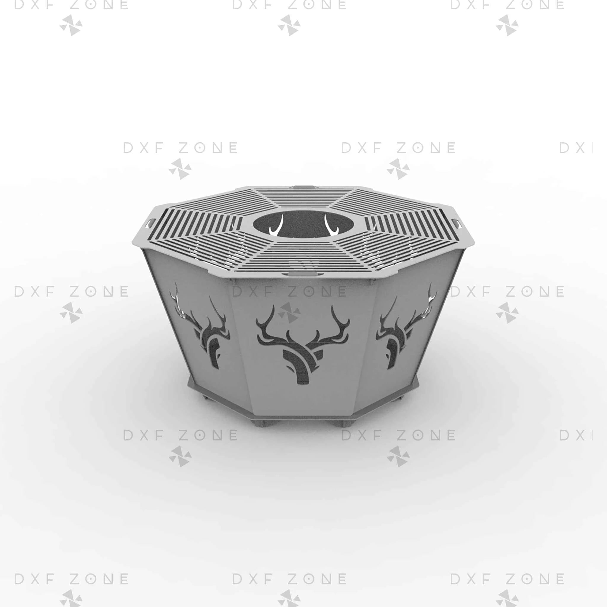 3 Feet Octagon Fire Pit DXF File - Portable BBQ Grill Design for Plasma Laser CNC Cutting | Foldable Camping Fire Pit Plans