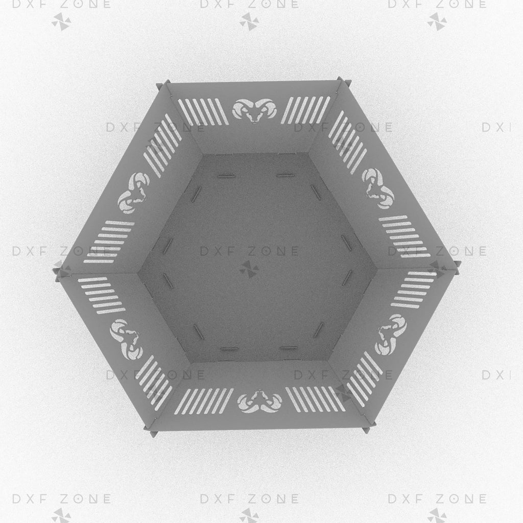 35 Inches Hexagon Large Fire Pit DXF - Foldable BBQ for Plasma Cutting - DxfZone