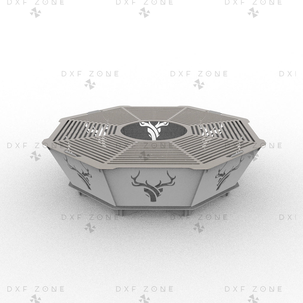 36 Inch Deer Octagon Fire Pit DXF - Foldable Portable BBQ Grill Plans - DxfZone