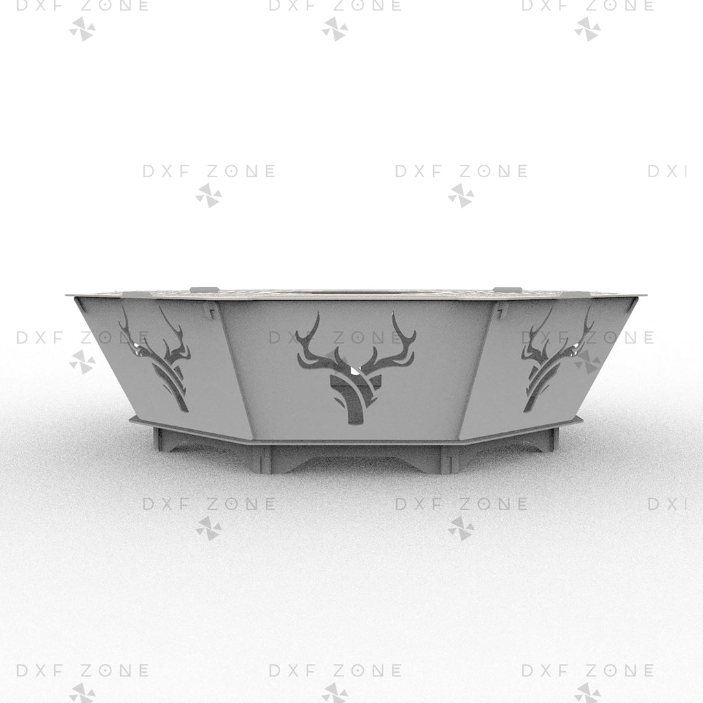 36 Inch Deer Octagon Fire Pit DXF - Foldable Portable BBQ Grill Plans - DxfZone