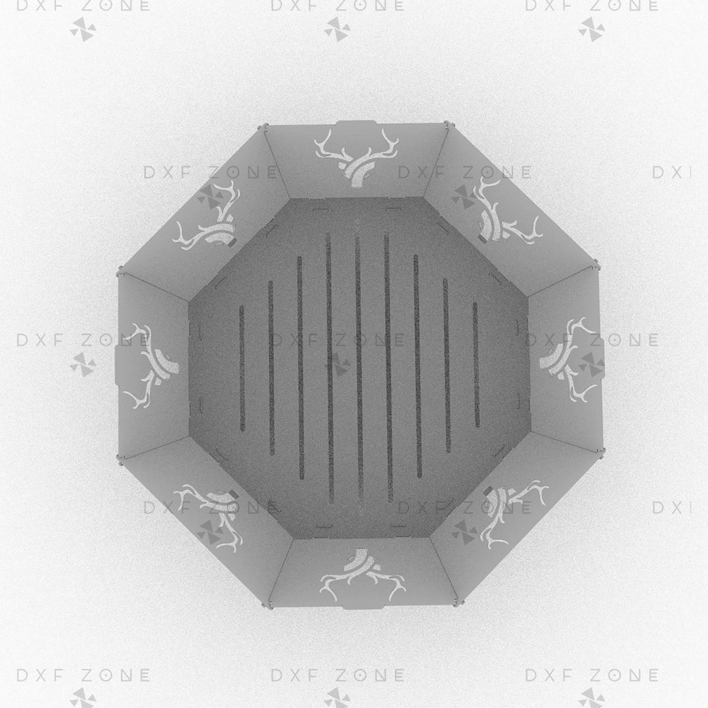 36 Inch Deer Octagon Fire Pit DXF - Foldable Portable BBQ Grill Plans - DxfZone