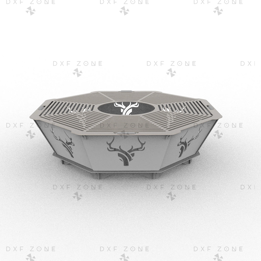 36 Inch Deer Octagon Fire Pit DXF - Foldable Portable BBQ Grill Plans - DxfZone