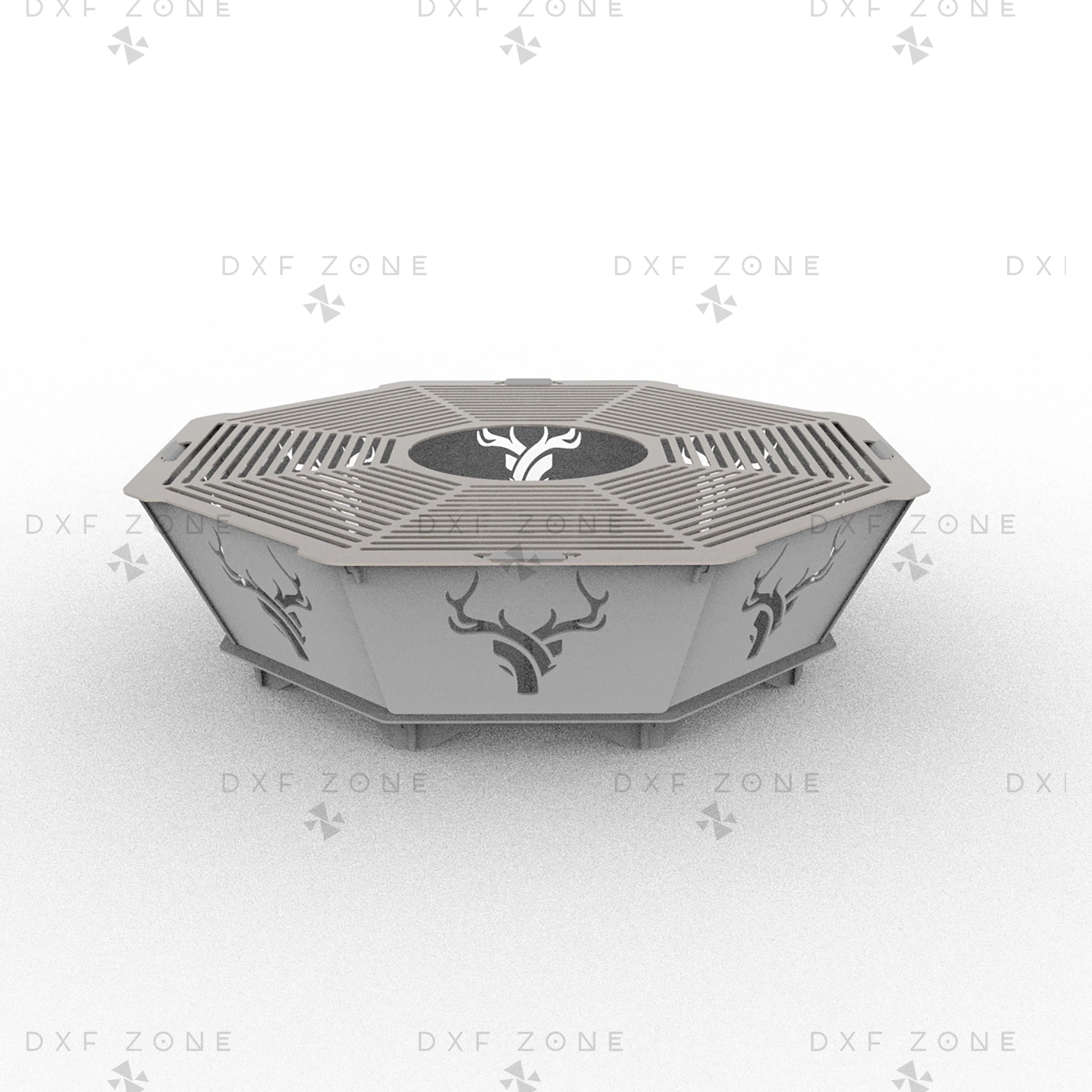 36 Inch Deer Octagon Fire Pit DXF - Foldable Portable BBQ Grill Plans - DxfZone