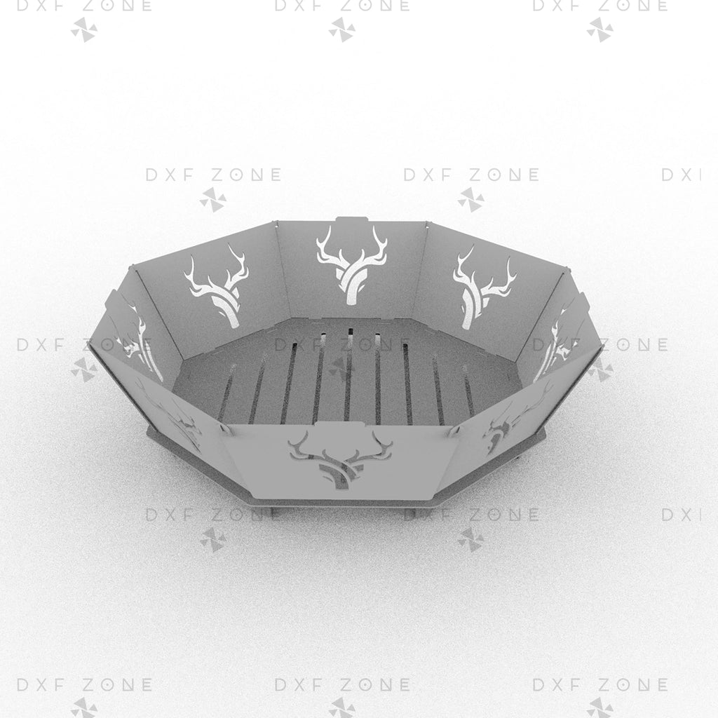 36 Inch Deer Octagon Fire Pit DXF - Foldable Portable BBQ Grill Plans - DxfZone