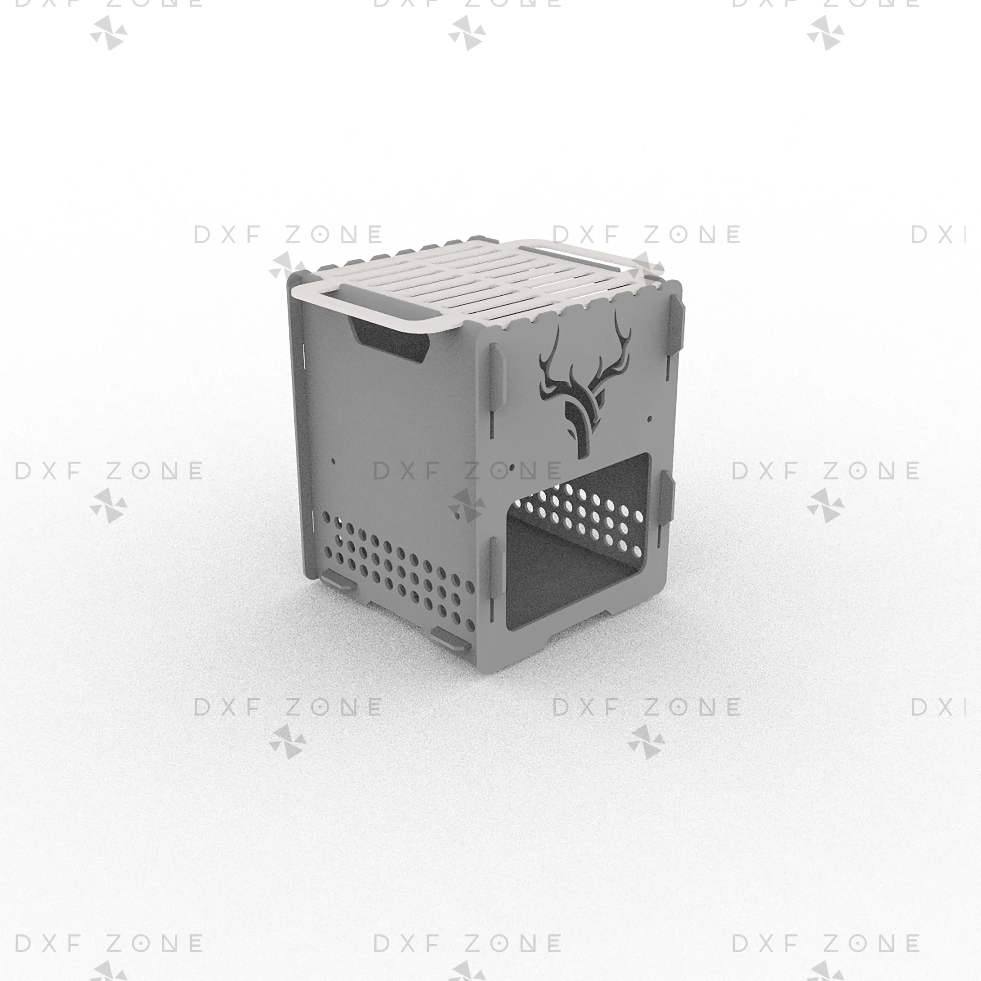Deer Head Collapsible Camping Stove DXF File, Portable Rocket Stove Laser Cut Plan, Outdoor Wood Burner CNC Vector Design, Digital Download