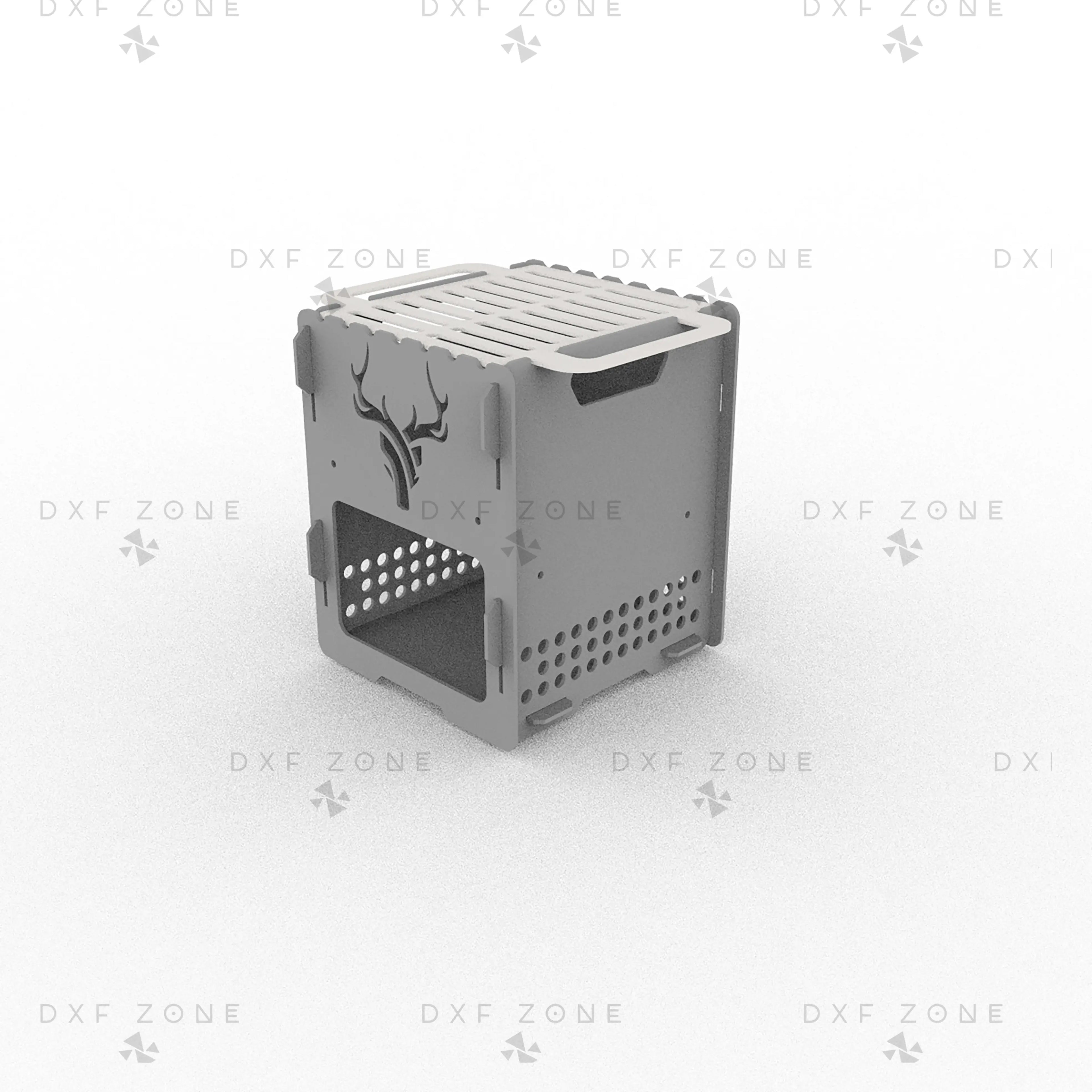 Deer Head Collapsible Camping Stove DXF File, Portable Rocket Stove Laser Cut Plan, Outdoor Wood Burner CNC Vector Design, Digital Download