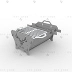 Deer Fire Pit DXF File – Hexagon BBQ Grill with Side Handles for Plasma & Laser Cut
