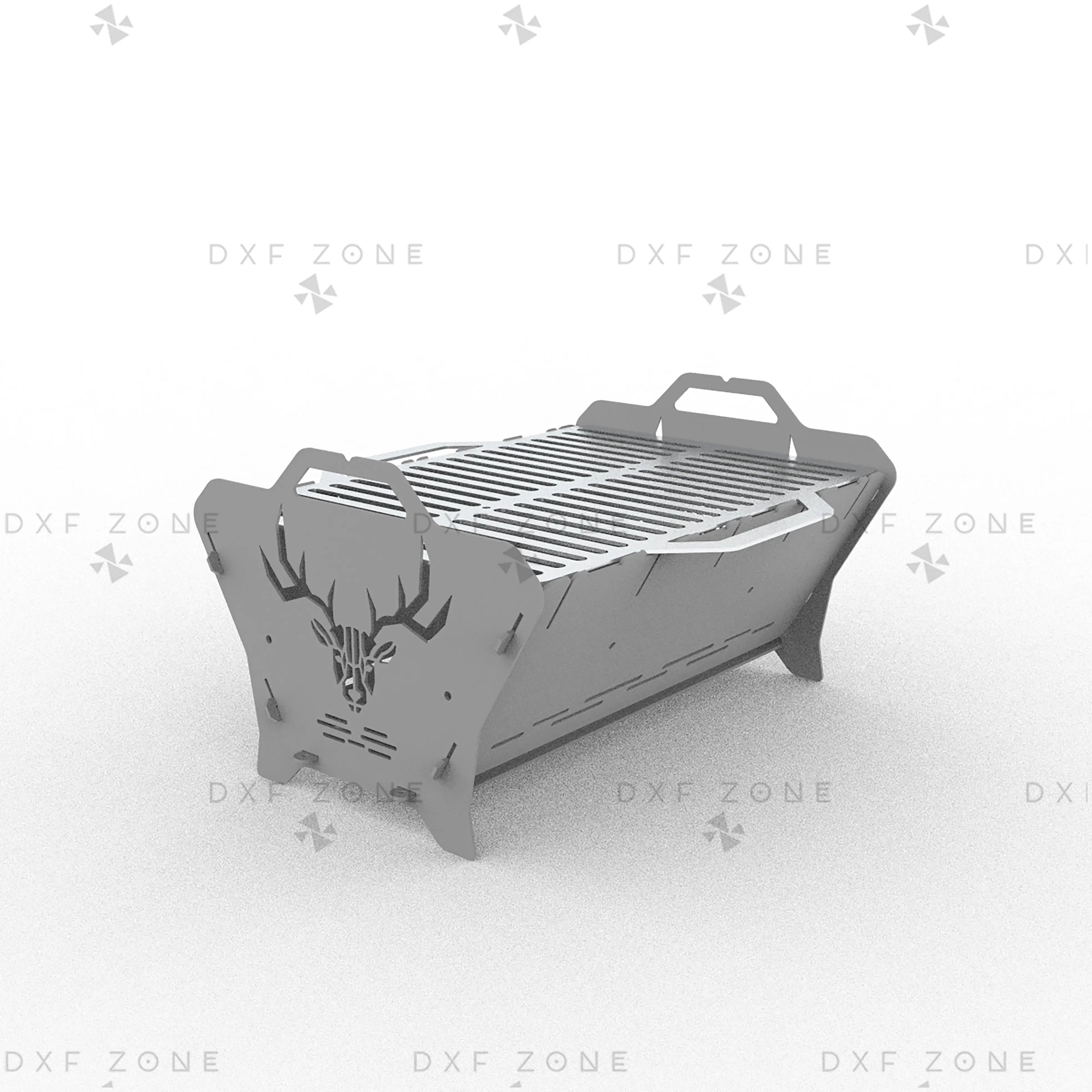 Deer Fire Pit DXF File – Hexagon BBQ Grill with Side Handles for Plasma & Laser Cut