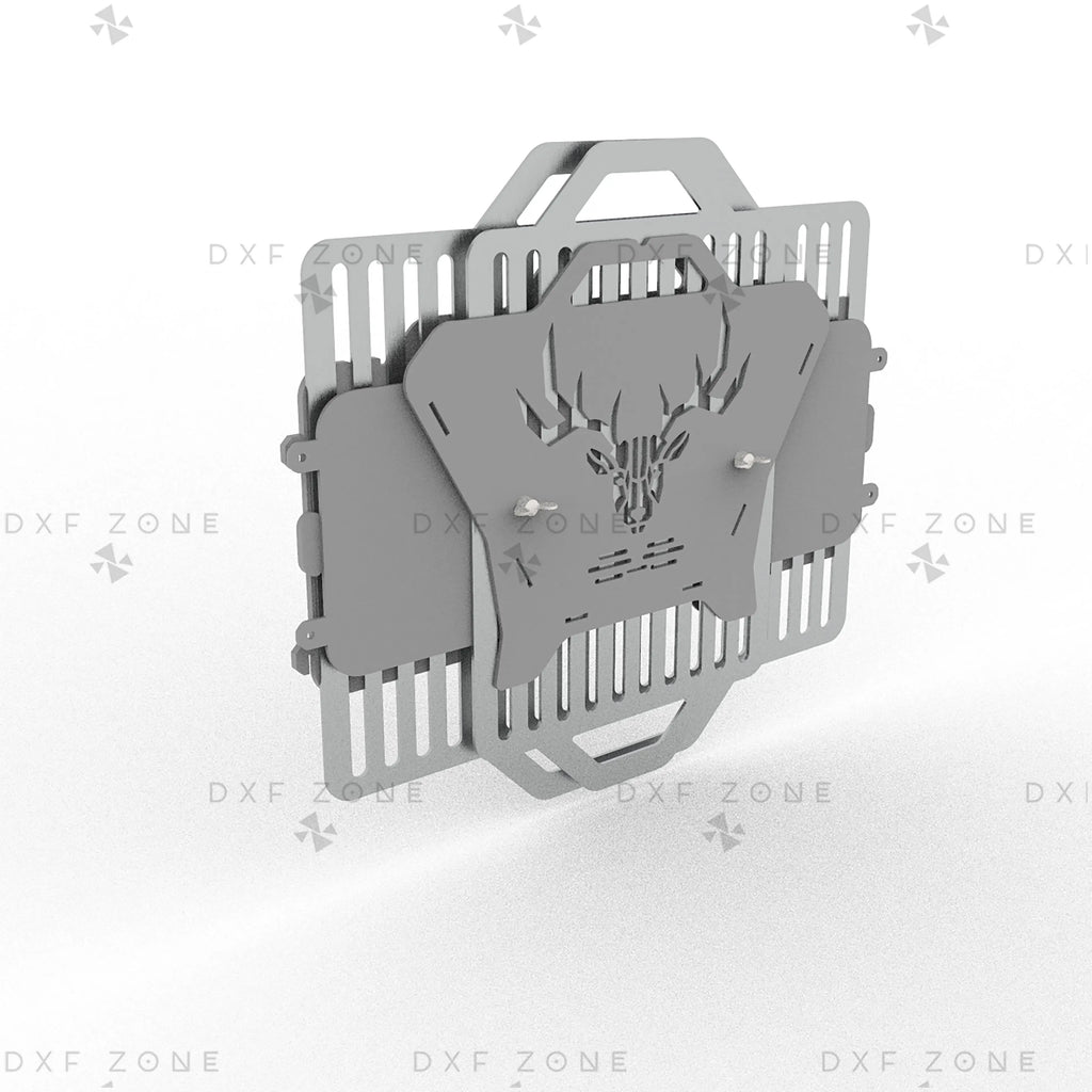 Deer Fire Pit DXF File – Hexagon BBQ Grill with Side Handles for Plasma & Laser Cut
