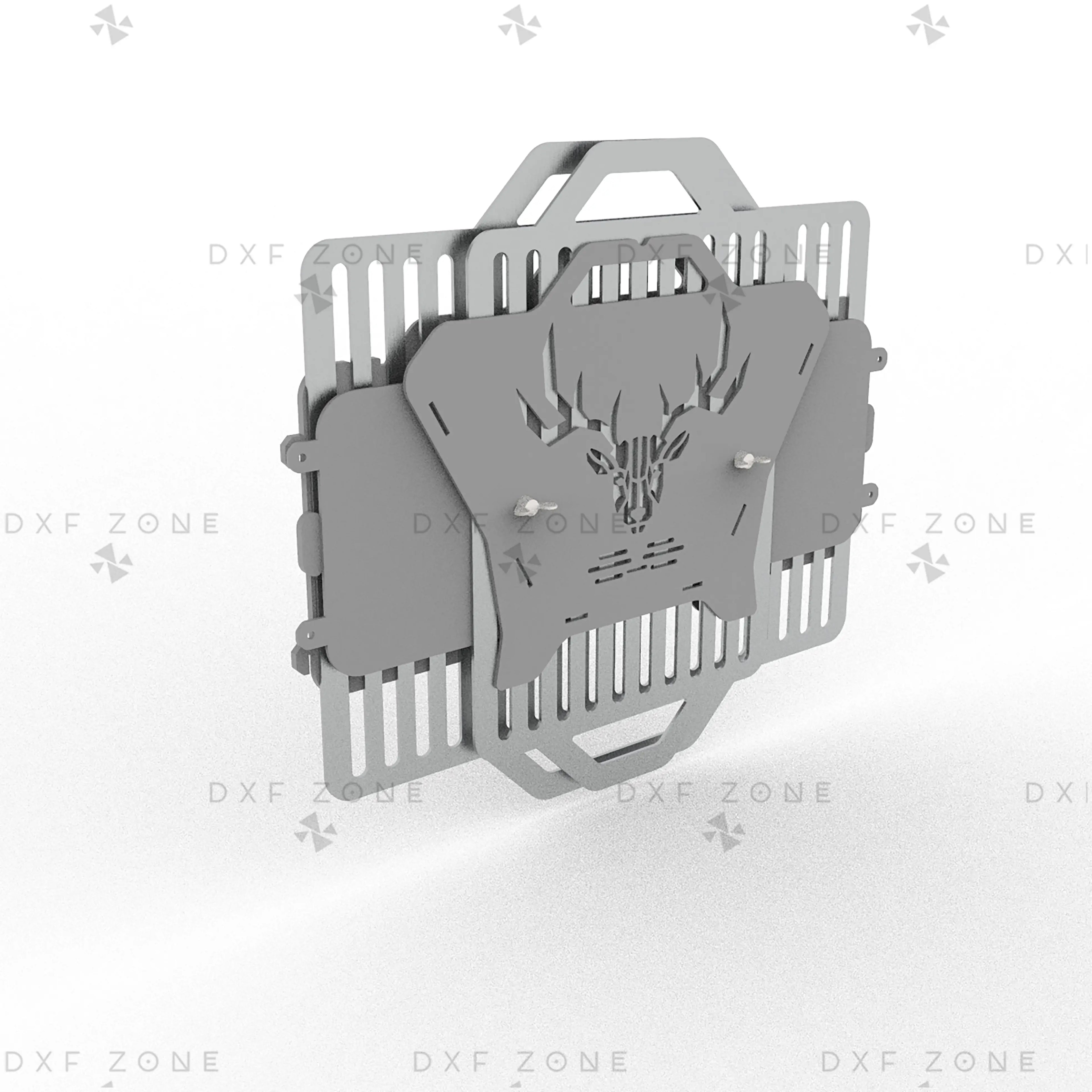 Deer Fire Pit DXF File – Hexagon BBQ Grill with Side Handles for Plasma & Laser Cut