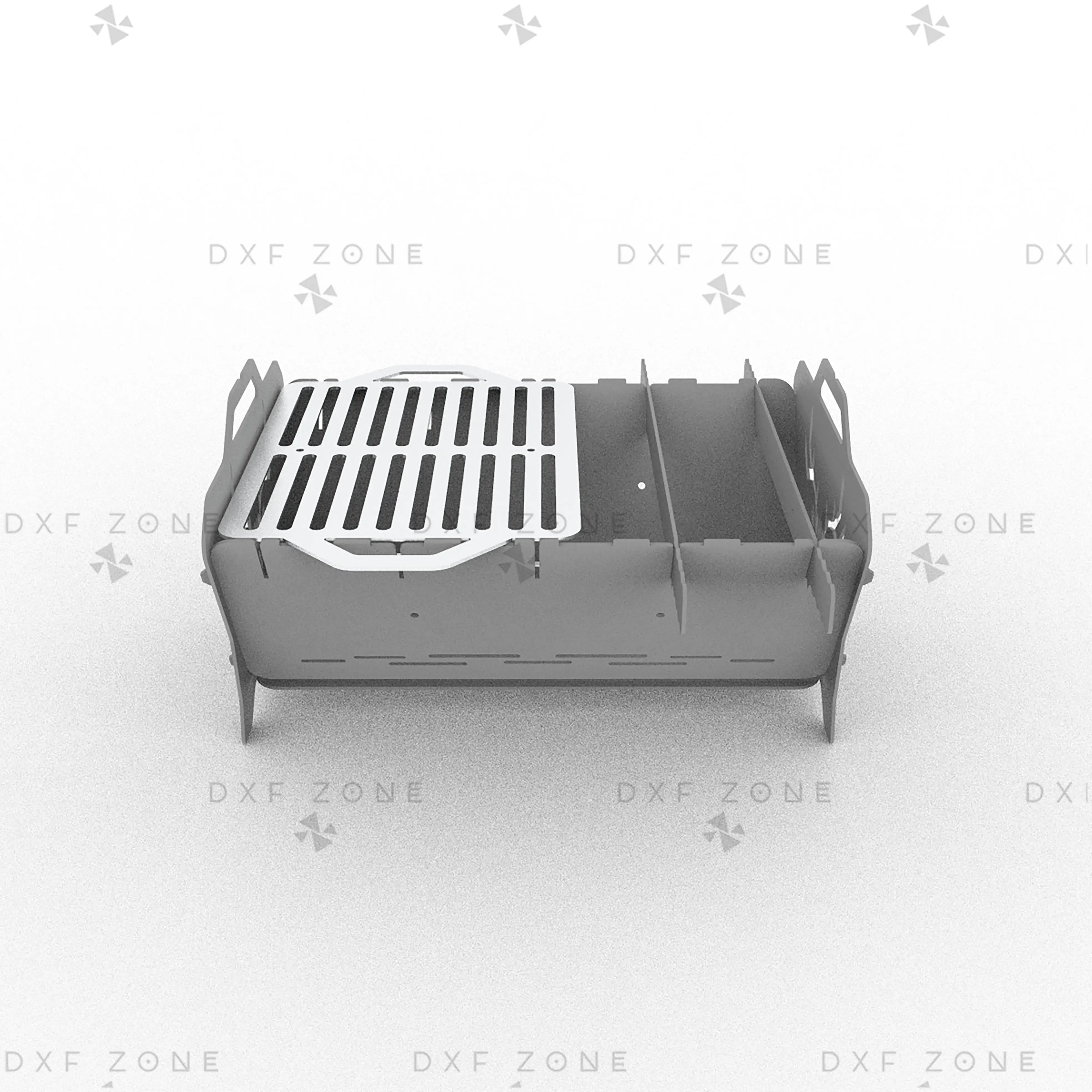 Deer Fire Pit DXF File – Hexagon BBQ Grill with Side Handles for Plasma & Laser Cut