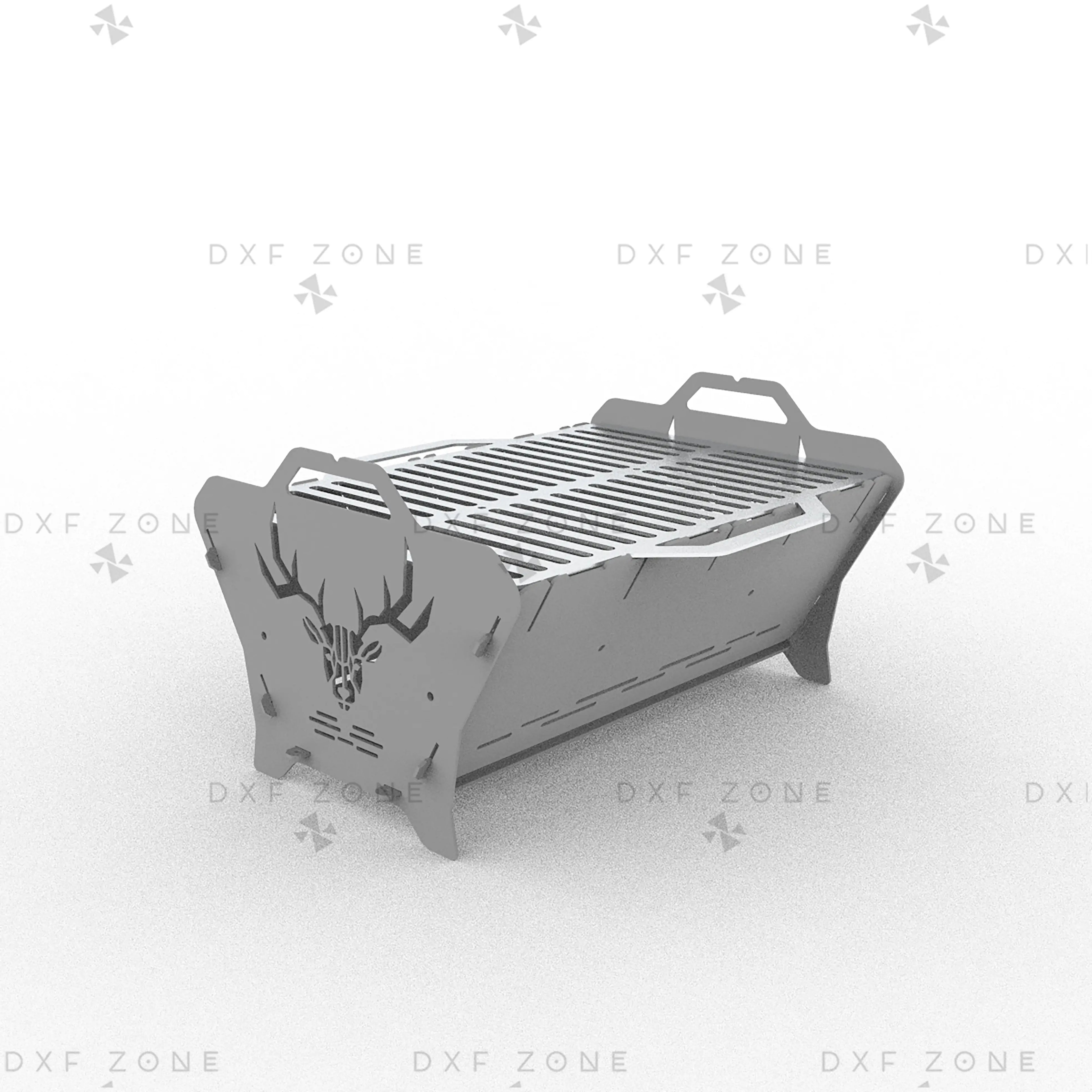 Deer Fire Pit DXF File – Hexagon BBQ Grill with Side Handles for Plasma & Laser Cut