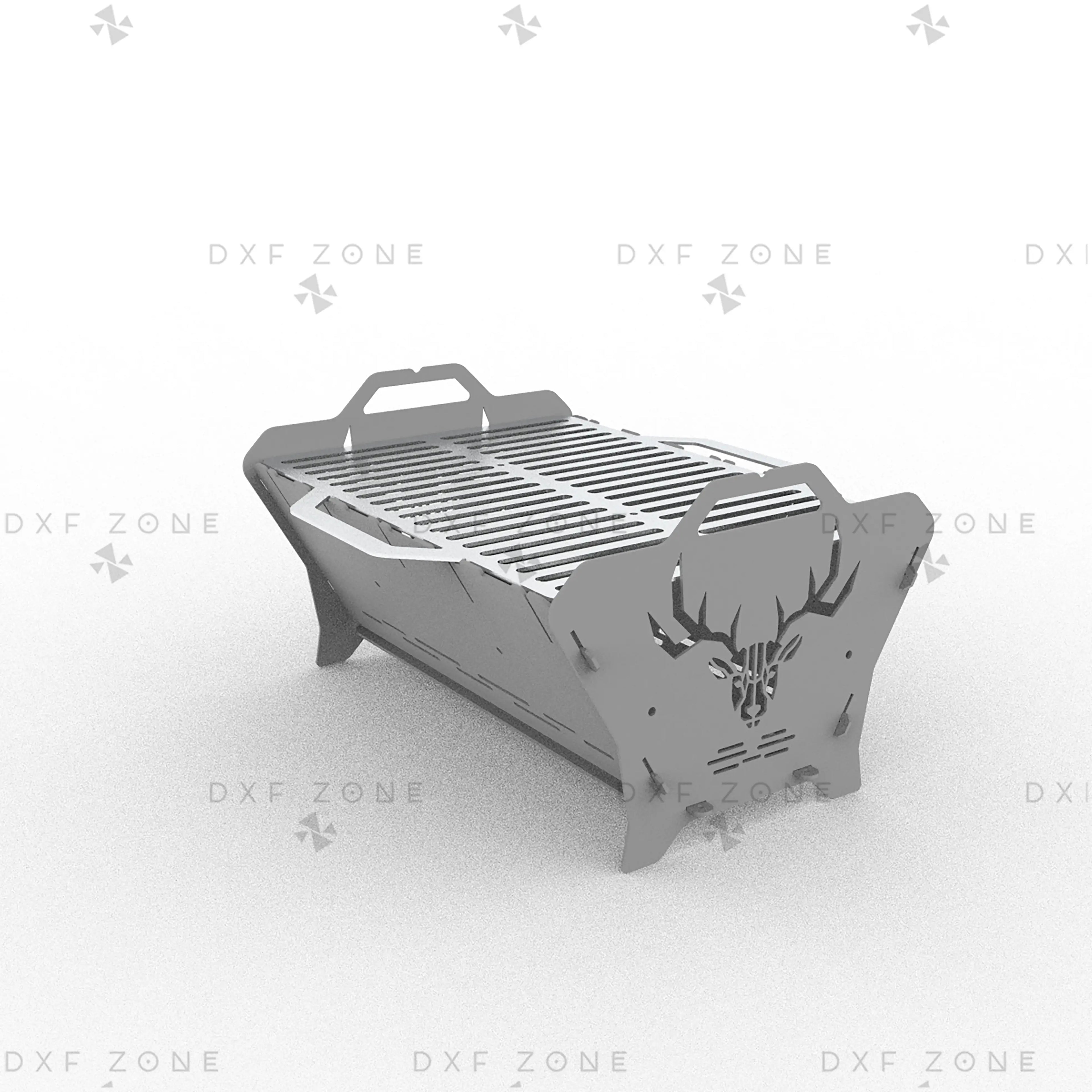 Deer Fire Pit DXF File – Hexagon BBQ Grill with Side Handles for Plasma & Laser Cut