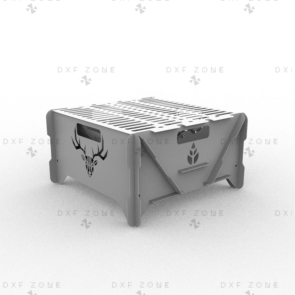 Deer Leaf BBQ Fire Pit DXF File – Foldable Grill Design for Plasma and Laser Cutting