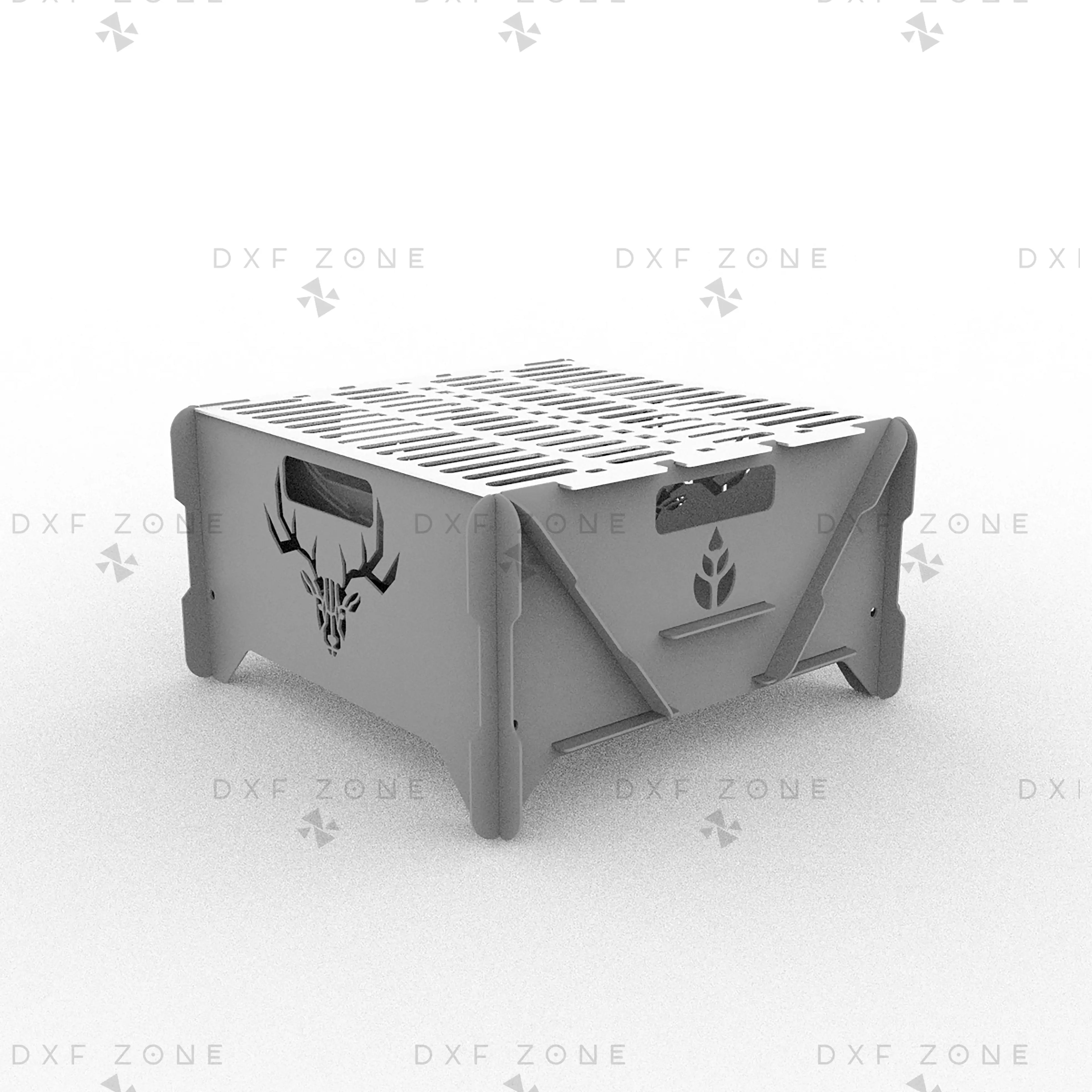 Deer Leaf BBQ Fire Pit DXF File – Foldable Grill Design for Plasma and Laser Cutting