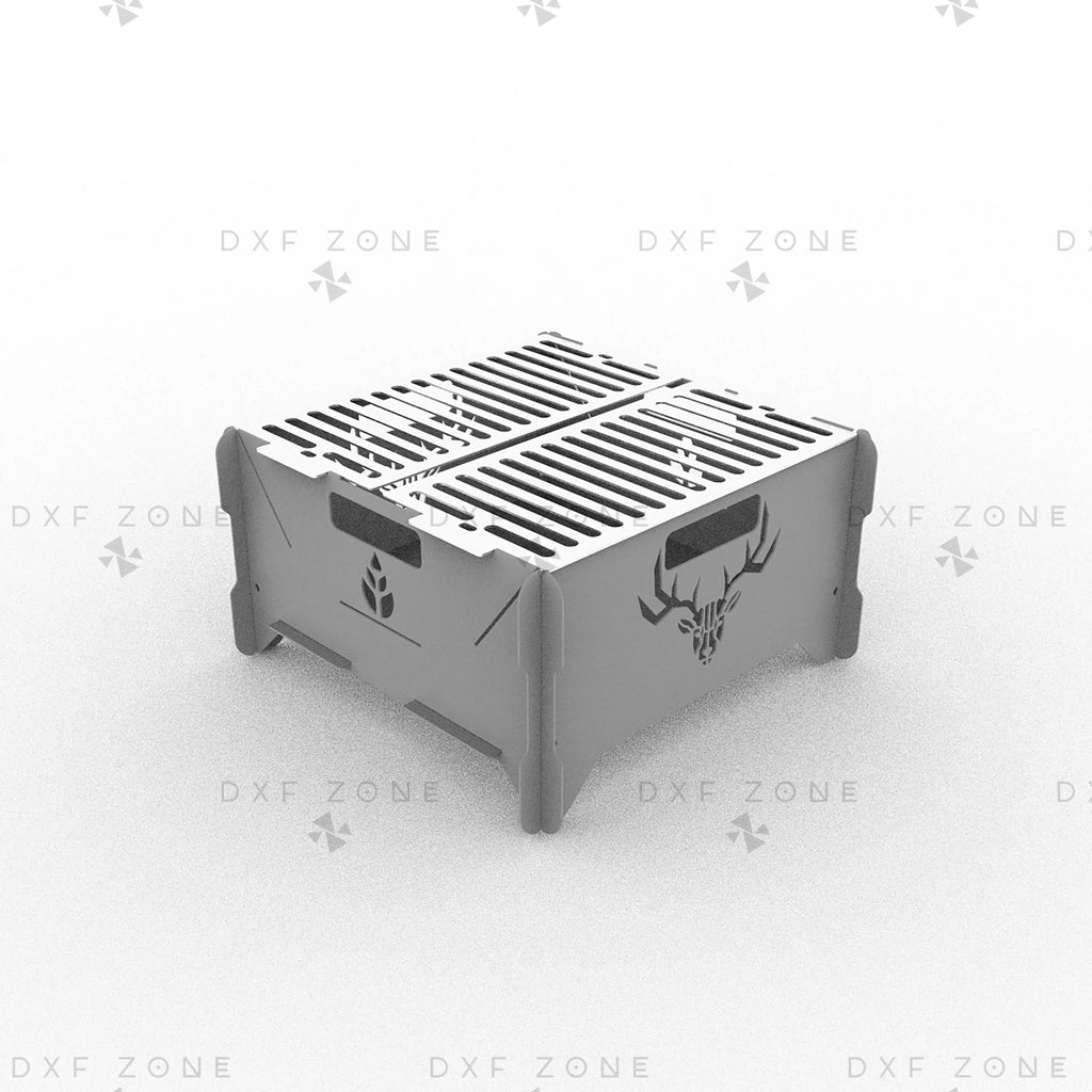 Deer Leaf BBQ Fire Pit DXF File – Foldable Grill Design for Plasma and Laser Cutting