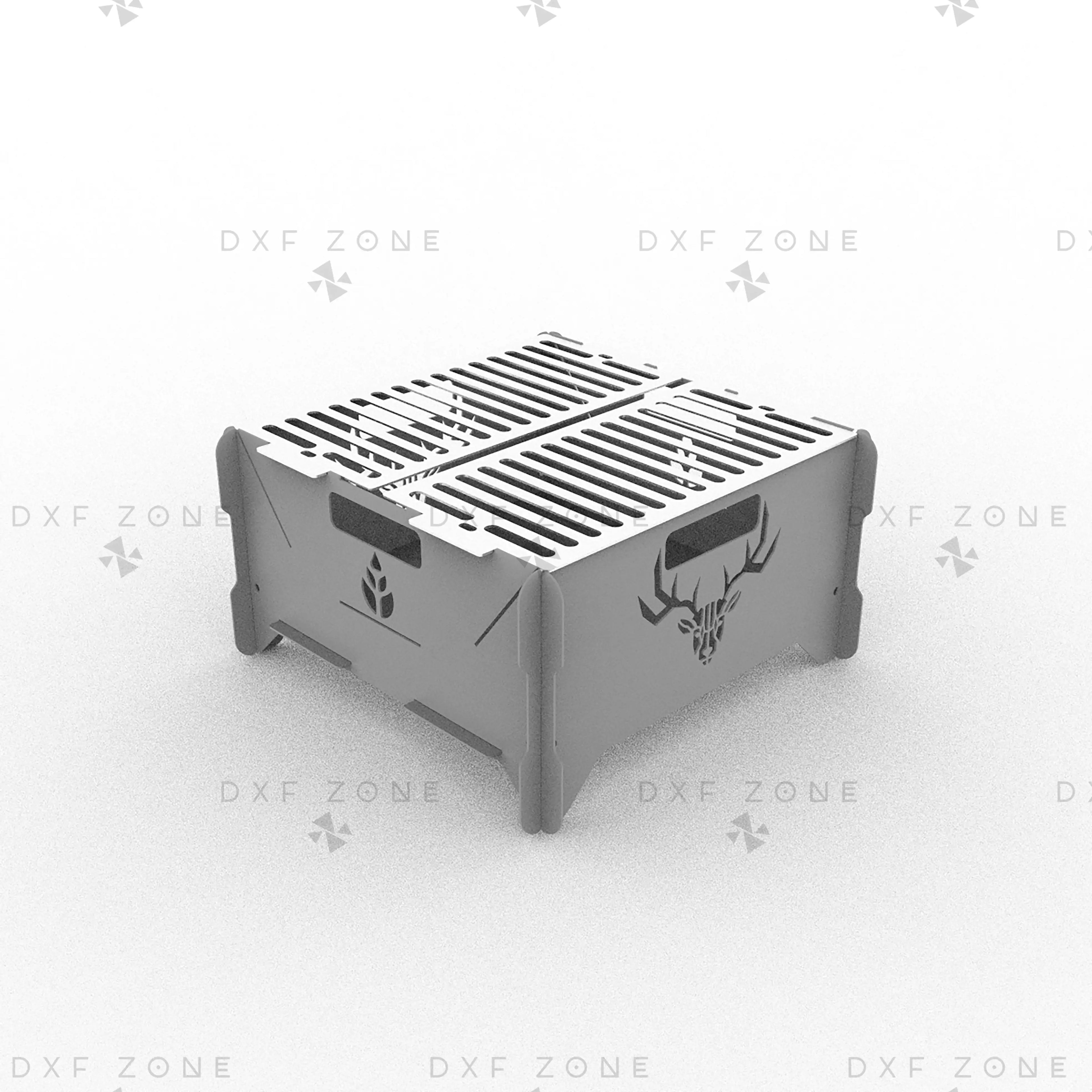 Deer Leaf BBQ Fire Pit DXF File – Foldable Grill Design for Plasma and Laser Cutting