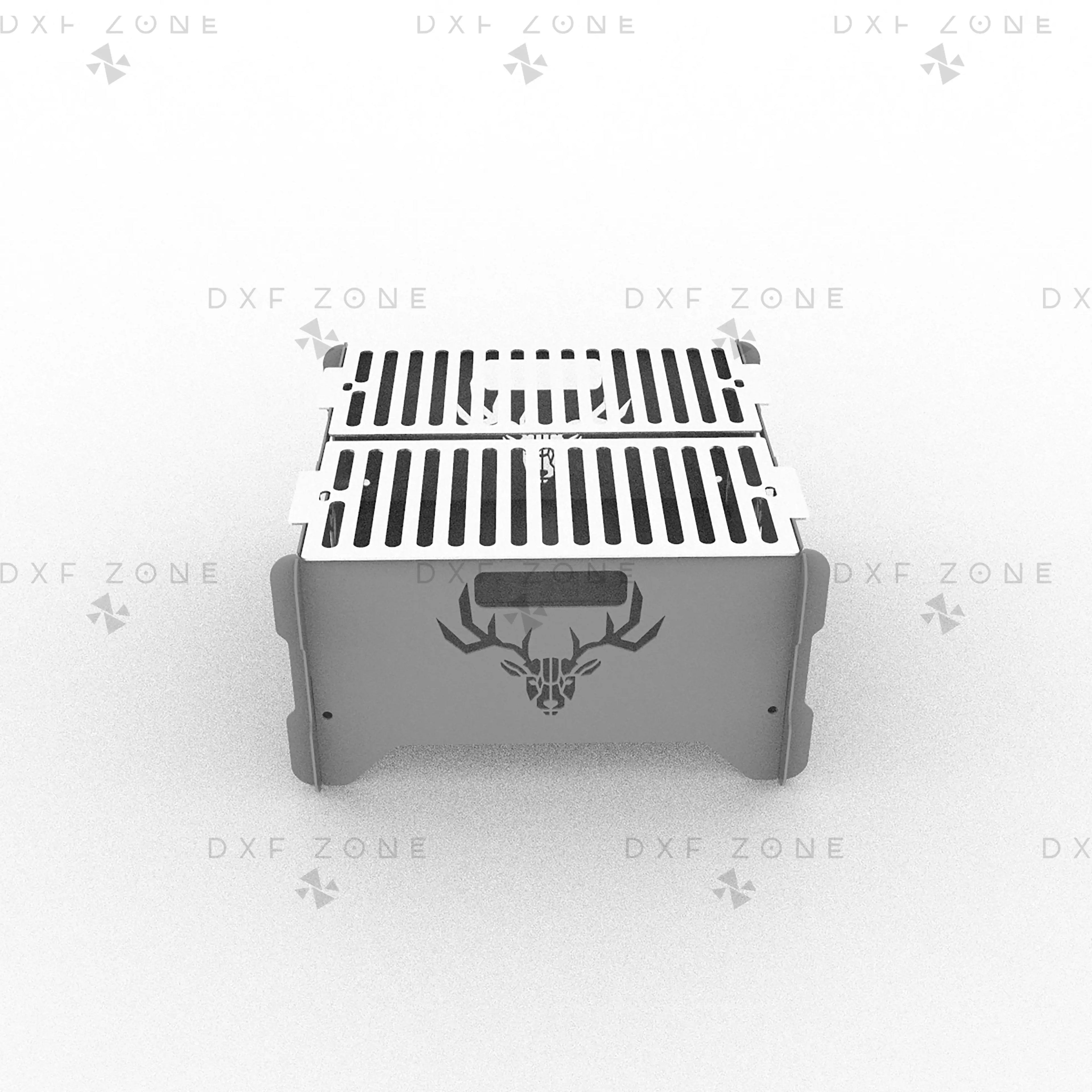 Deer Leaf BBQ Fire Pit DXF File – Foldable Grill Design for Plasma and Laser Cutting