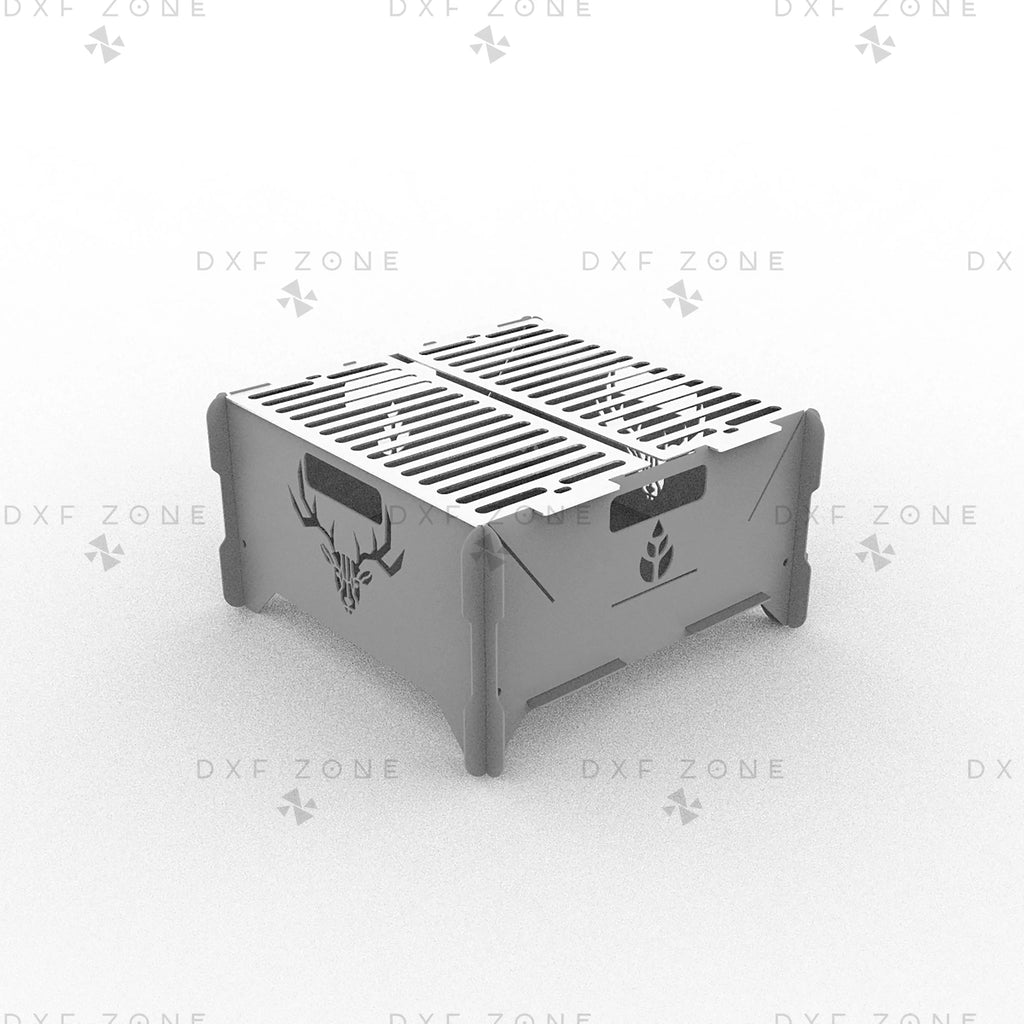 Deer Leaf BBQ Fire Pit DXF File – Foldable Grill Design for Plasma and Laser Cutting