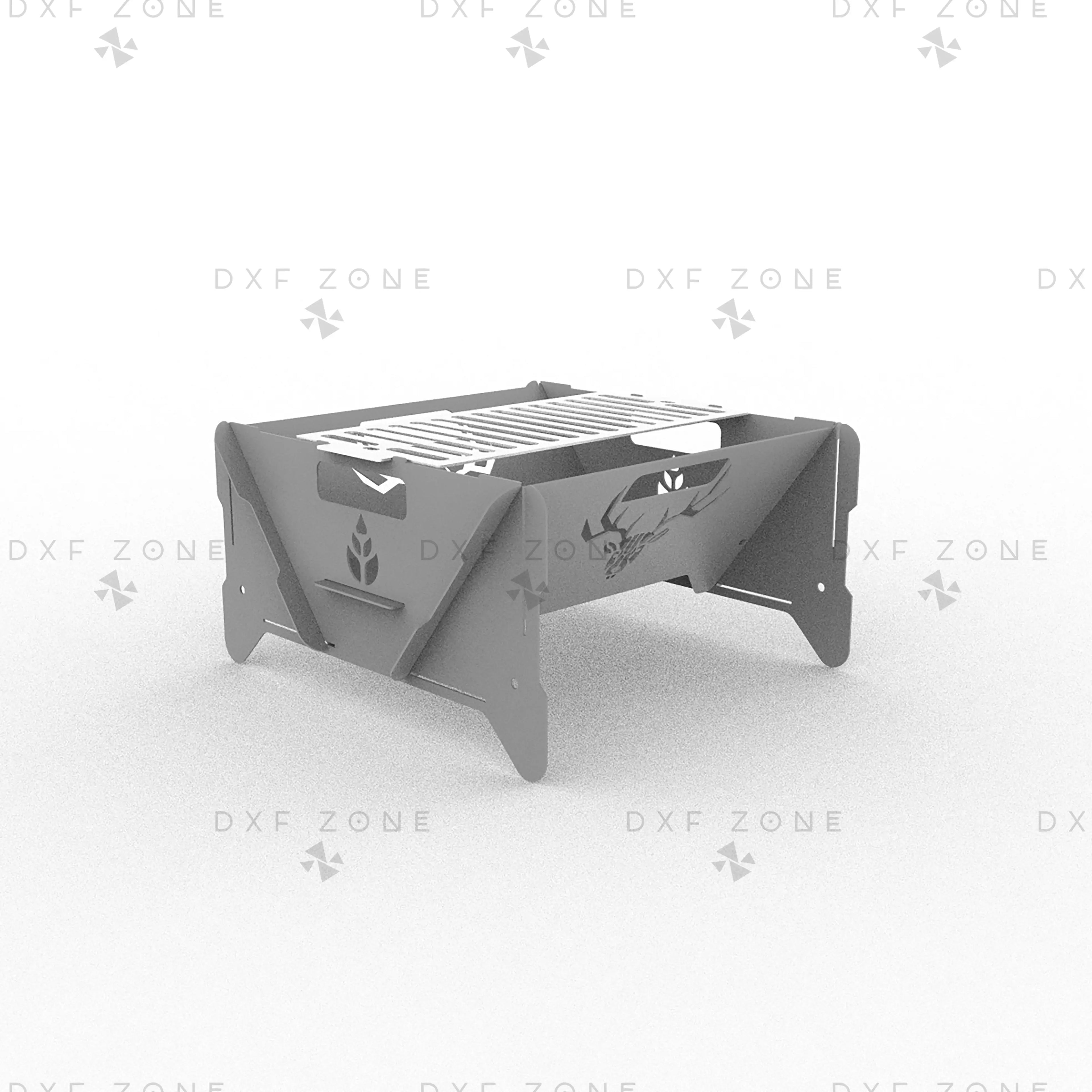 Deer Leaf BBQ Fire Pit DXF File – Foldable Grill Design for Plasma and Laser Cutting