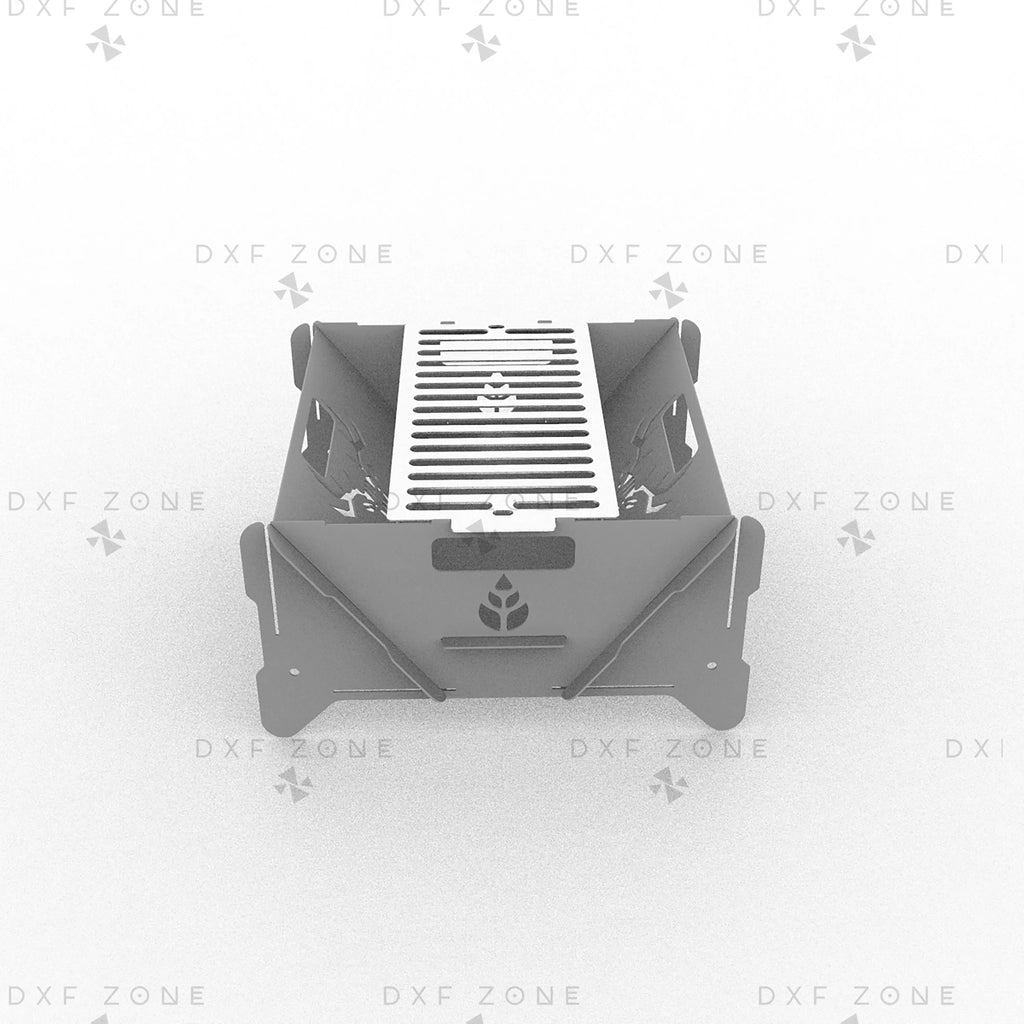 Deer Leaf BBQ Fire Pit DXF File – Foldable Grill Design for Plasma and Laser Cutting