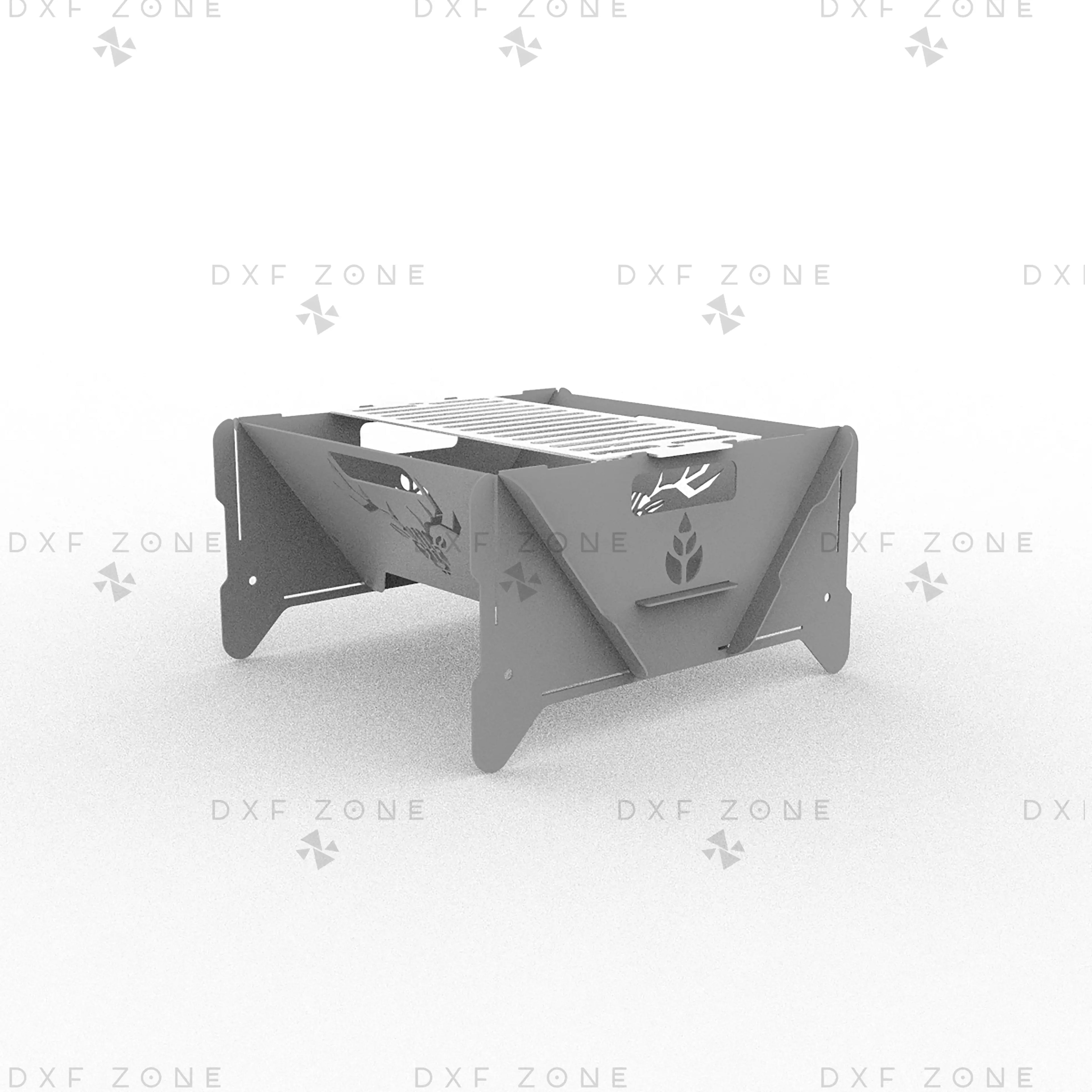 Deer Leaf BBQ Fire Pit DXF File – Foldable Grill Design for Plasma and Laser Cutting