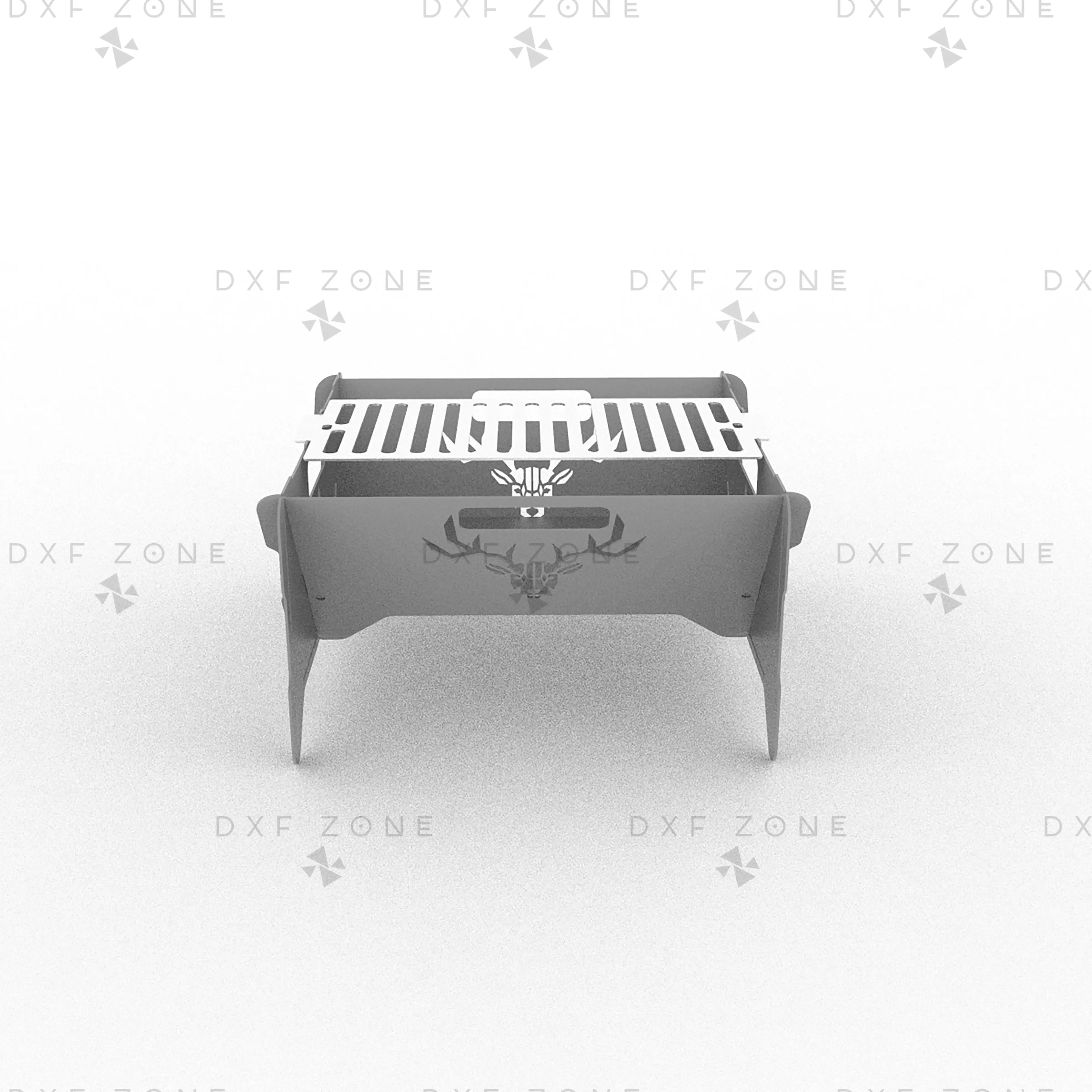 Deer Leaf BBQ Fire Pit DXF File – Foldable Grill Design for Plasma and Laser Cutting