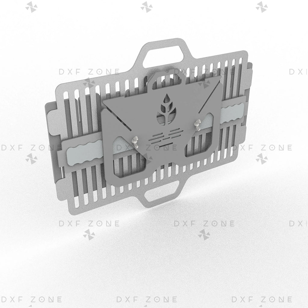 Flame Fire Pit DXF File for Rectangular BBQ Grill with Triangle Panels for Plasma & Laser Cut