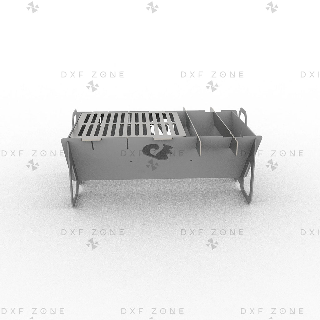 Flame Fire Pit DXF File for Rectangular BBQ Grill with Triangle Panels for Plasma & Laser Cut