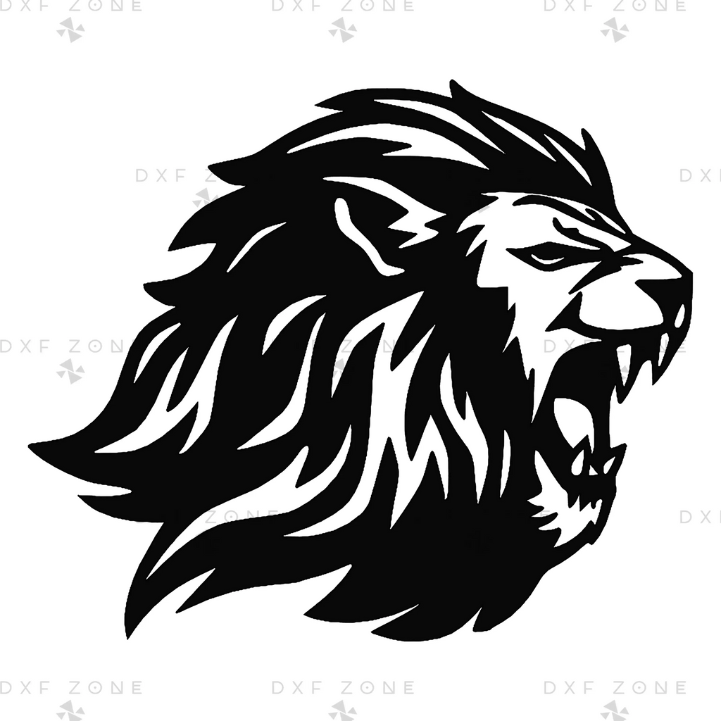 Free Roaring Lion DXF File for CNC Plasma Cut Wall Art Design Plan