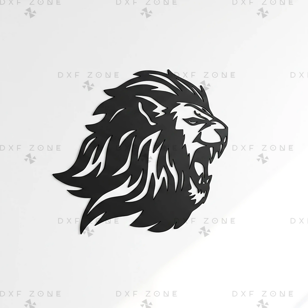 Free Roaring Lion DXF File for CNC Plasma Cut Wall Art Design Plan