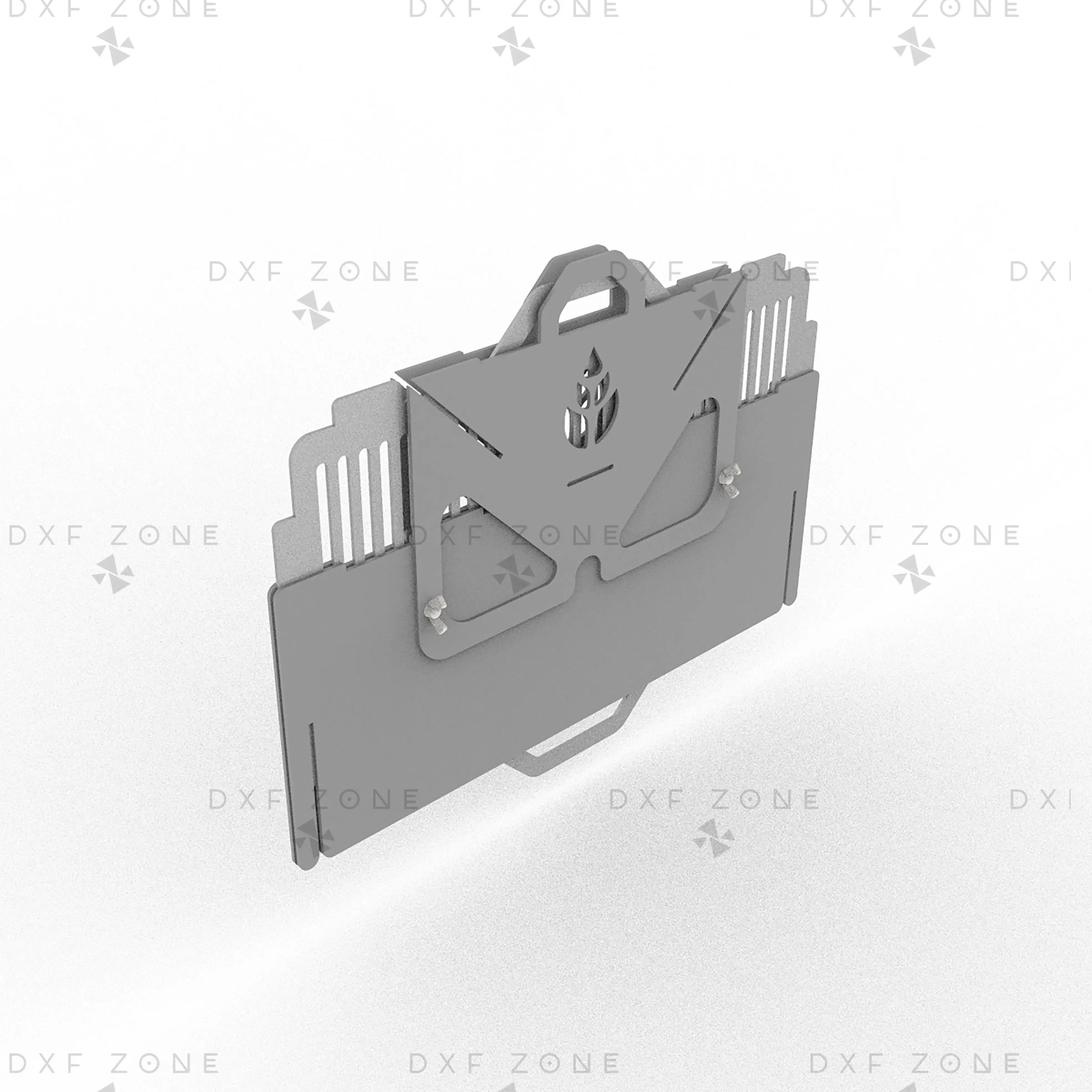 Leaf BBQ Fire Pit DXF File - Rectangular Foldable Grill Design for Plasma and Laser Cutting