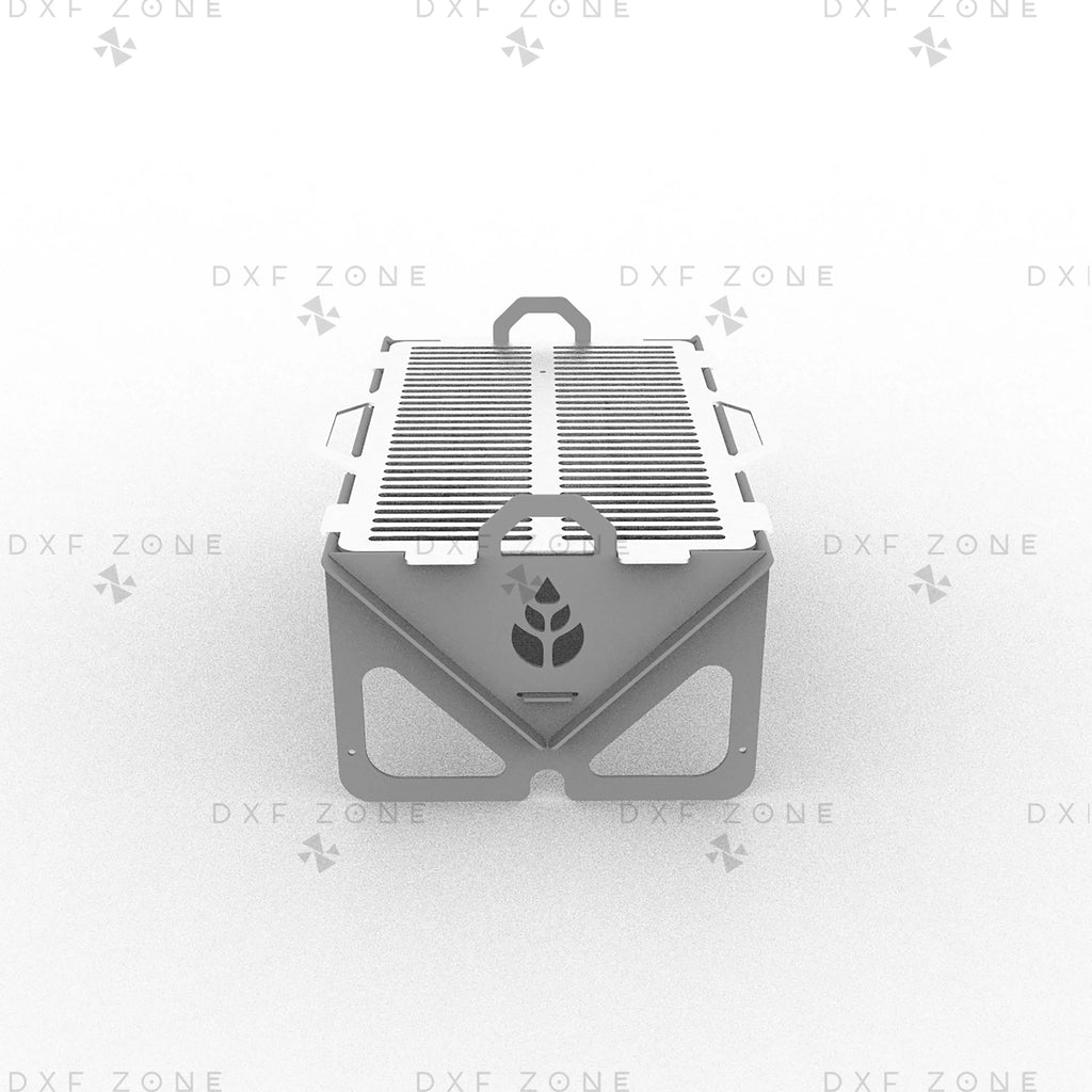 Leaf BBQ Fire Pit DXF File - Rectangular Foldable Grill Design for Plasma and Laser Cutting