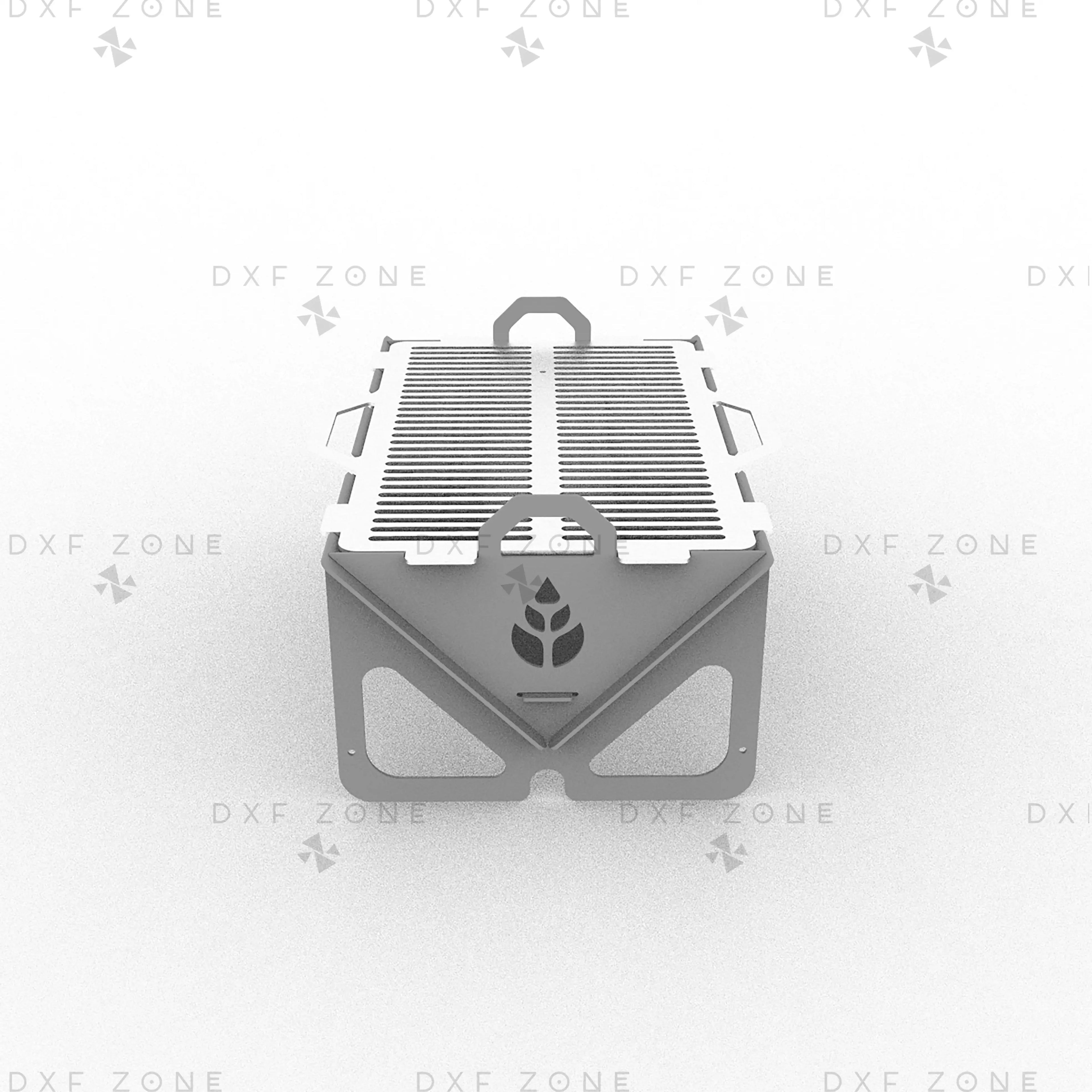 Leaf BBQ Fire Pit DXF File - Rectangular Foldable Grill Design for Plasma and Laser Cutting