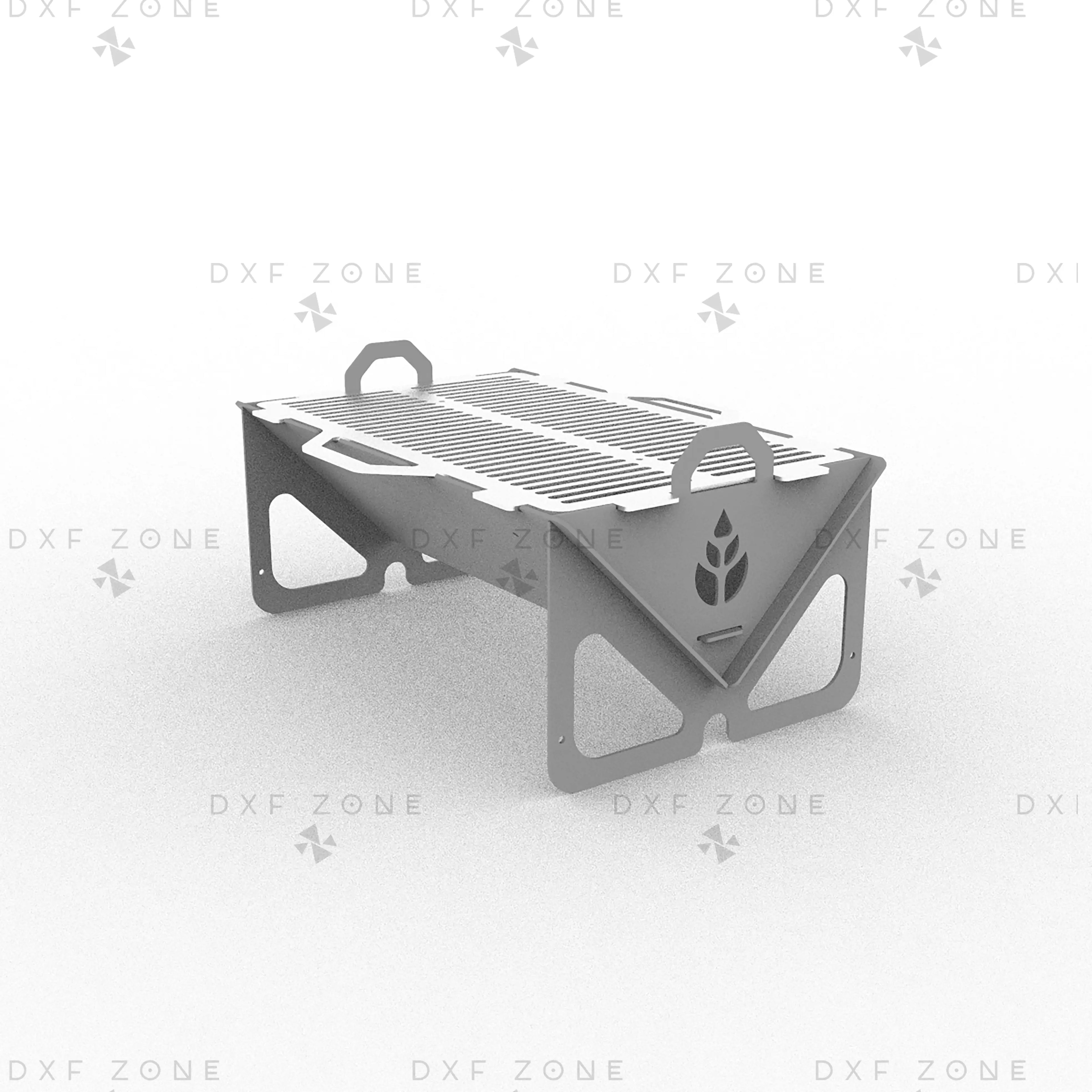Leaf BBQ Fire Pit DXF File - Rectangular Foldable Grill Design for Plasma and Laser Cutting