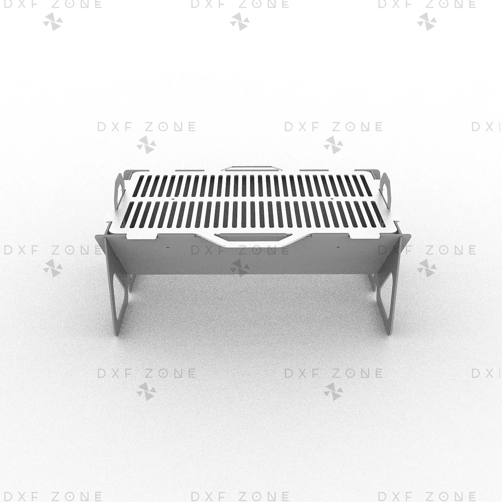 Leaf BBQ Fire Pit DXF File - Rectangular Foldable Grill Design for Plasma and Laser Cutting