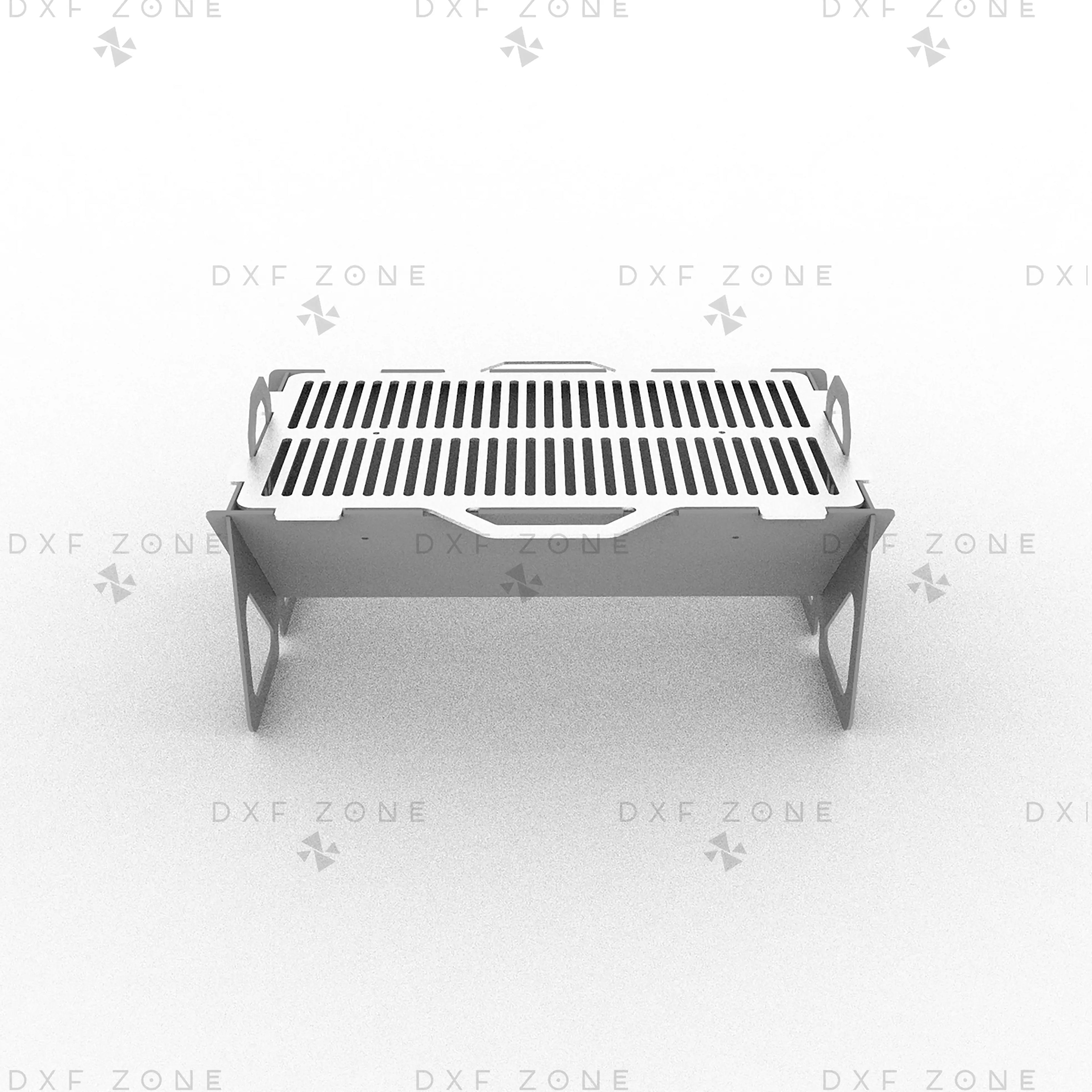 Leaf BBQ Fire Pit DXF File - Rectangular Foldable Grill Design for Plasma and Laser Cutting