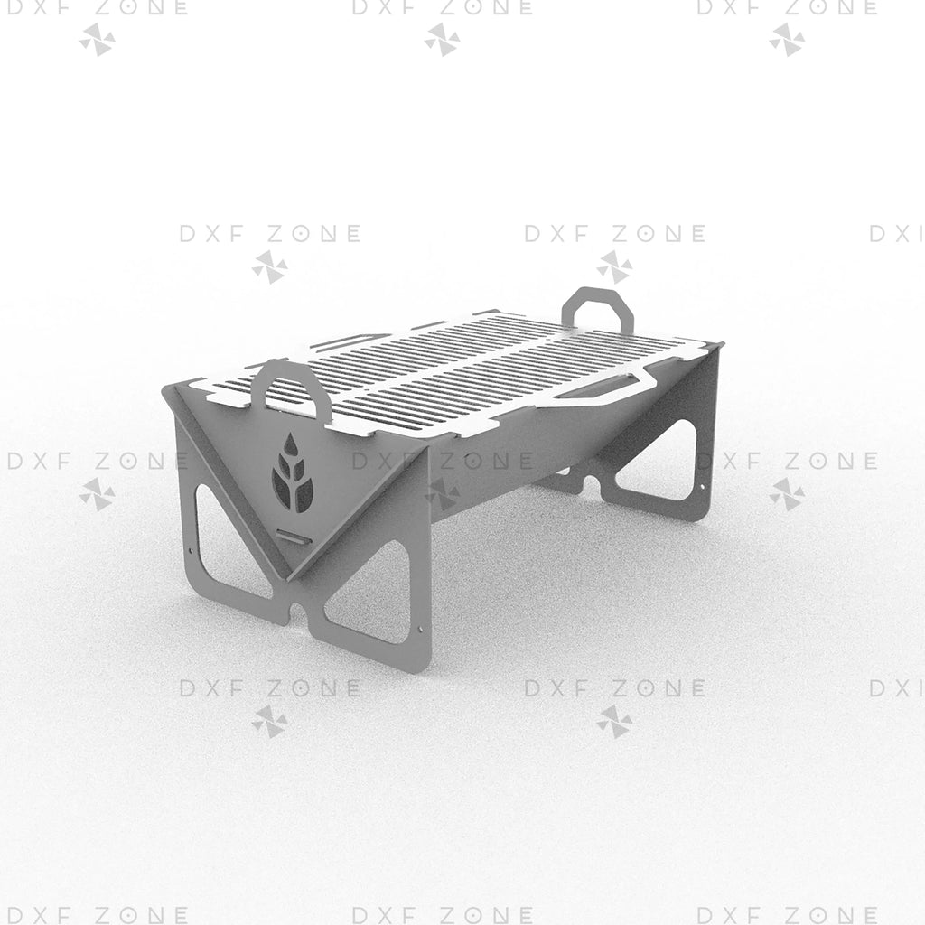 Leaf BBQ Fire Pit DXF File - Rectangular Foldable Grill Design for Plasma and Laser Cutting
