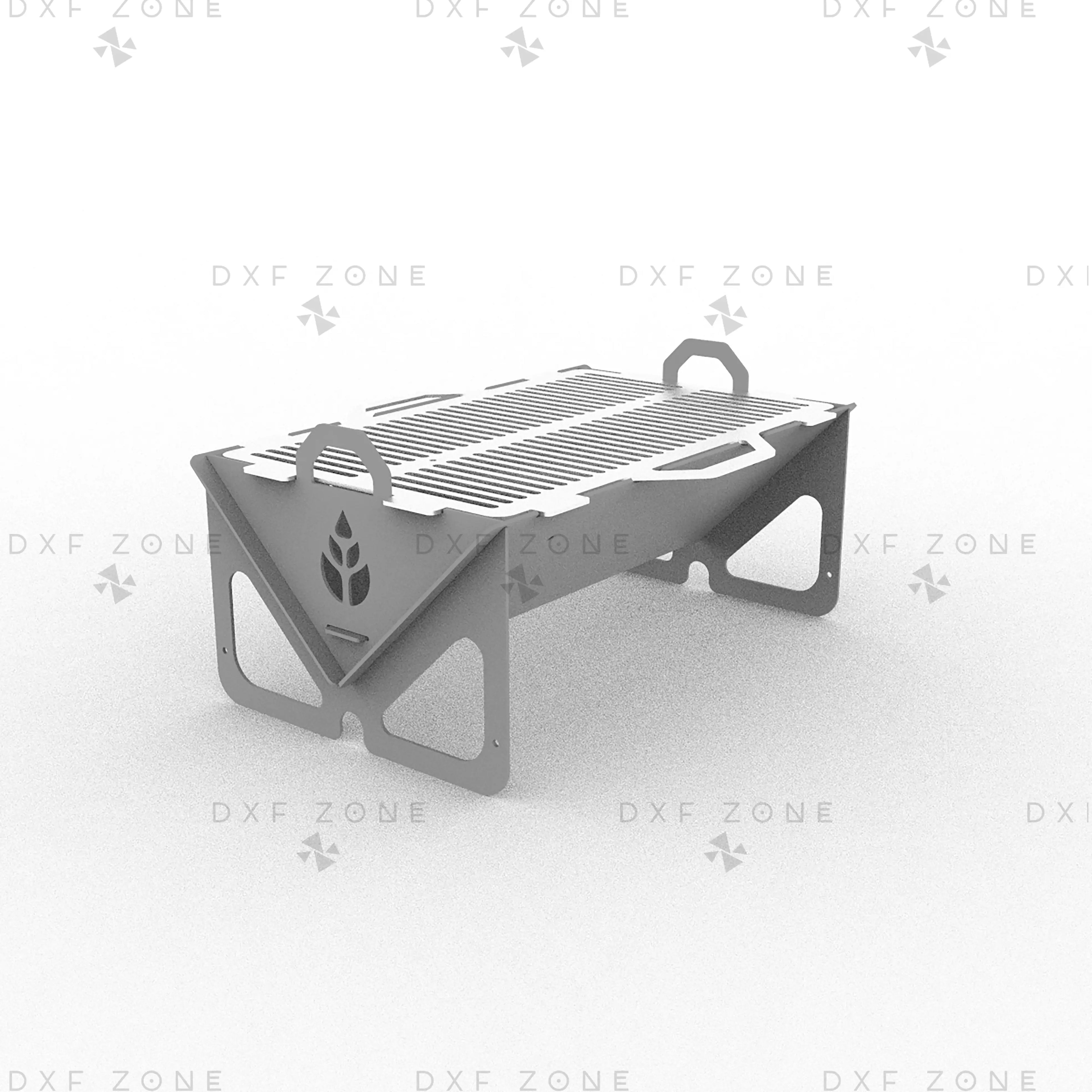 Leaf BBQ Fire Pit DXF File - Rectangular Foldable Grill Design for Plasma and Laser Cutting